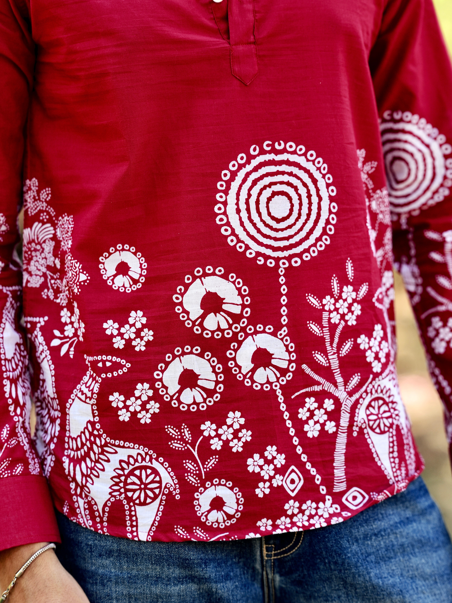 Claret Placement Print short kurta