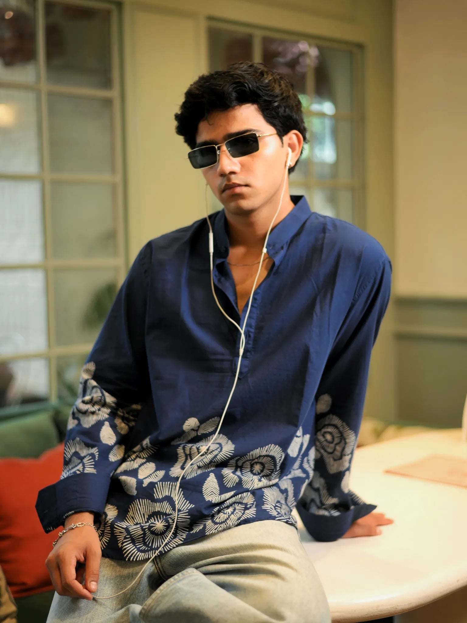 Atlantic Blue Placement Short Kurta