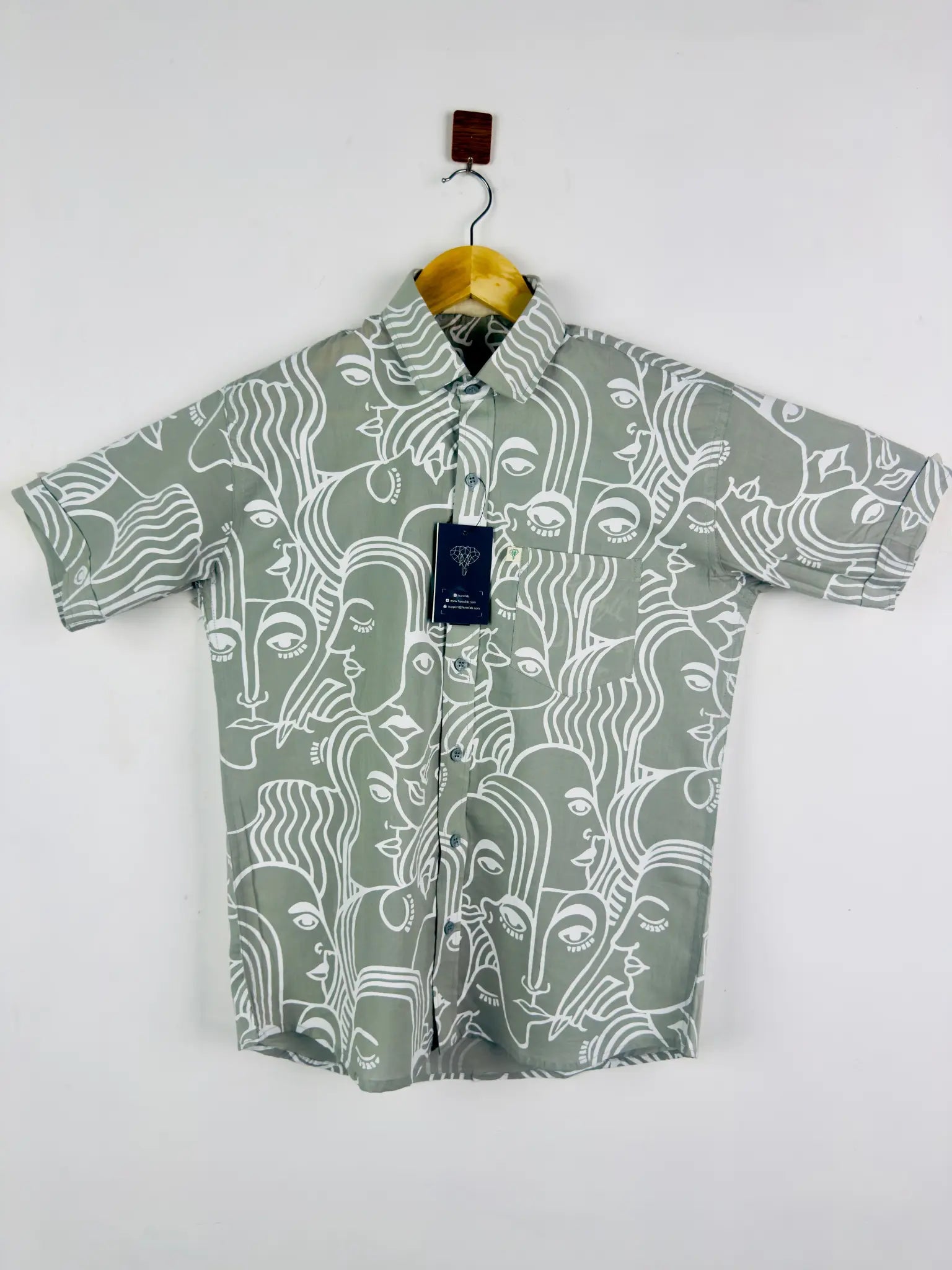 Grey Face Art Half Sleeves Shirt