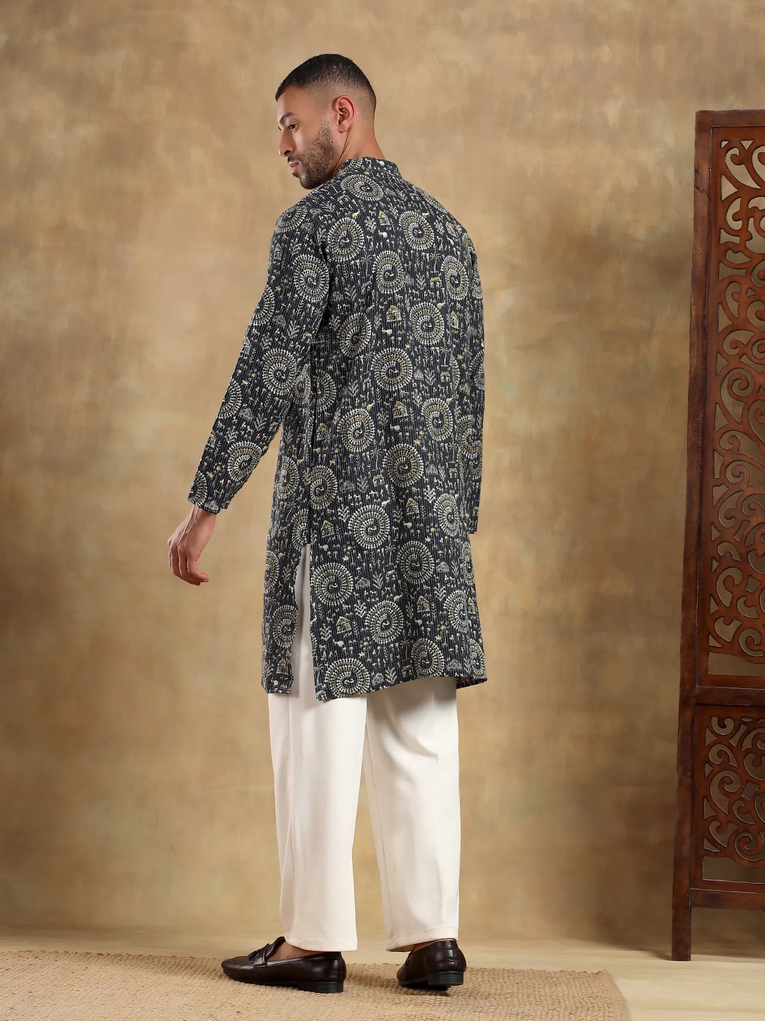 Dusk Kantha Printed Long Kurta & pyjama set