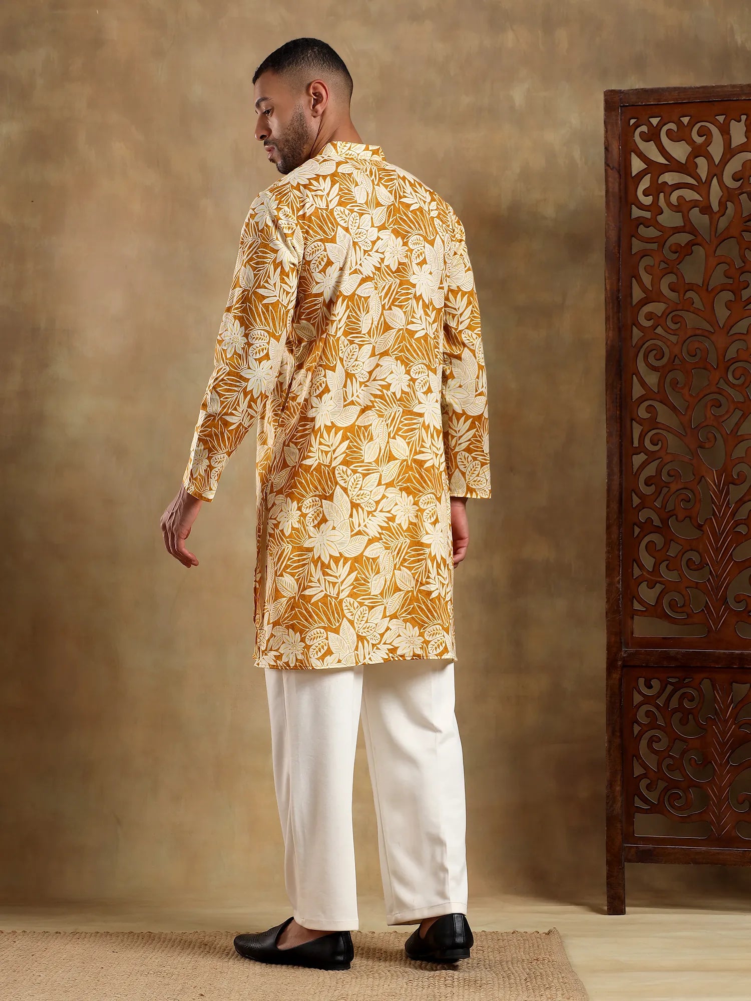 Tropic Mustard Printed Long Kurta & pyjama set