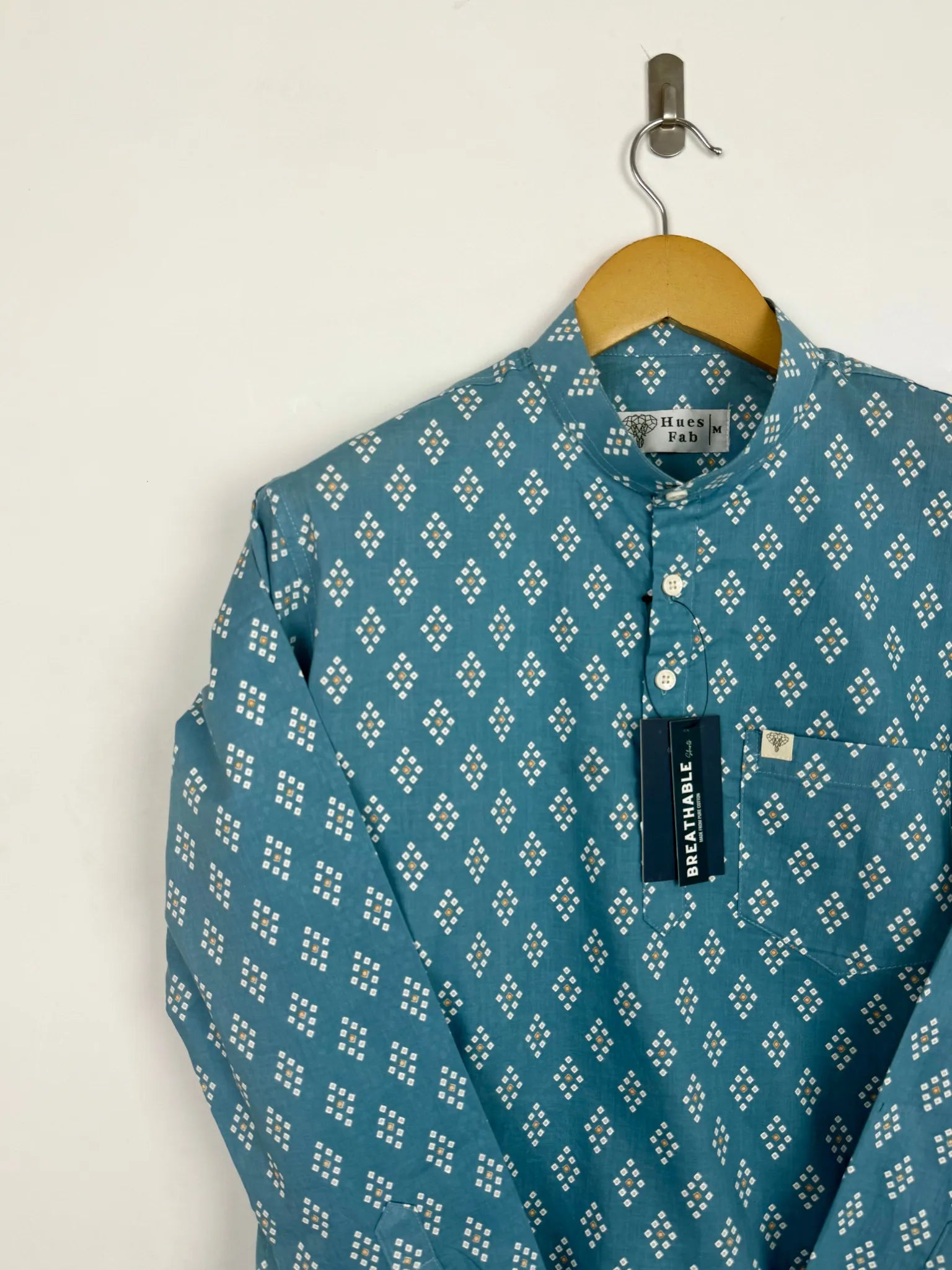 Sky blue Gold Dots Short Kurta