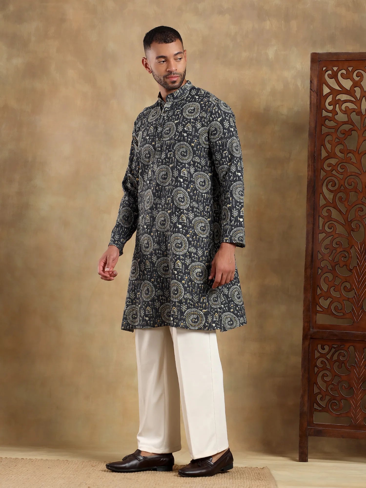 Dusk Kantha Printed Long Kurta & pyjama set