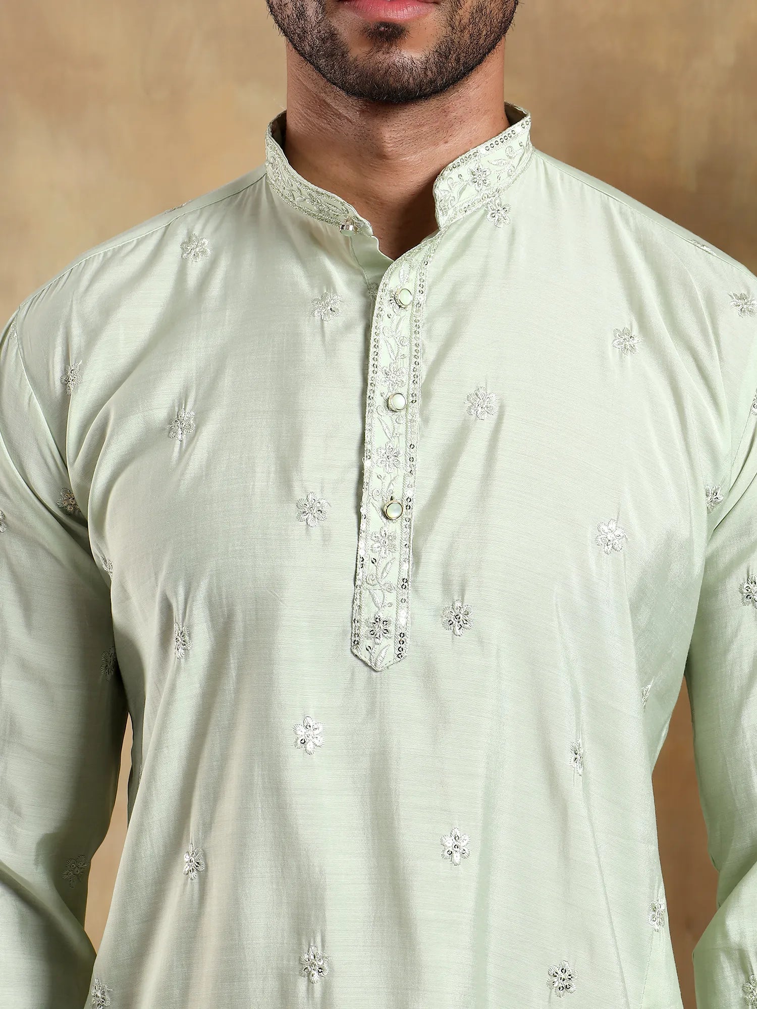 Light Green Embroidered Long Kurta
