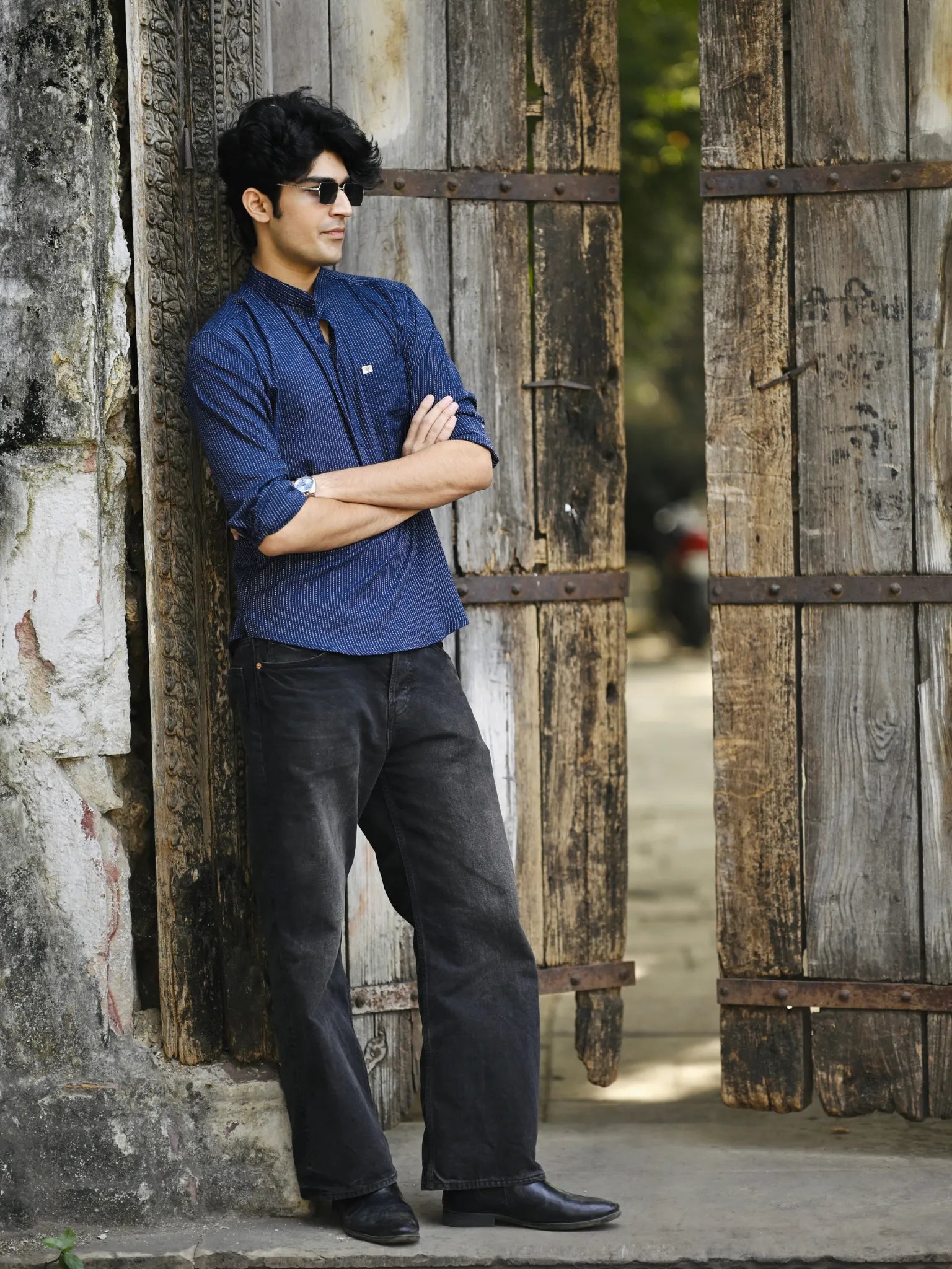 Navy Blue Kantha Short Kurta