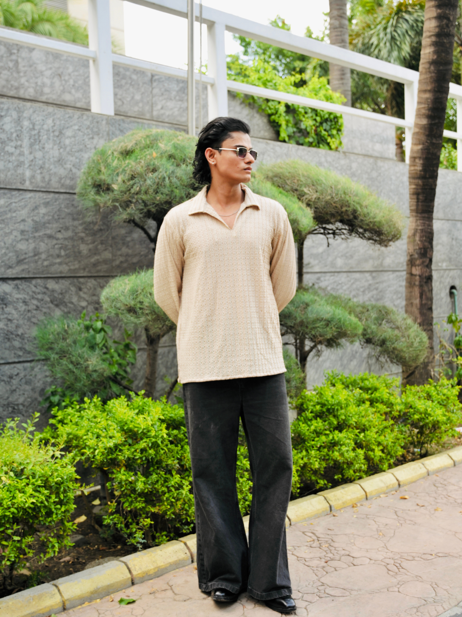 Cream Knit Pullover Shirt