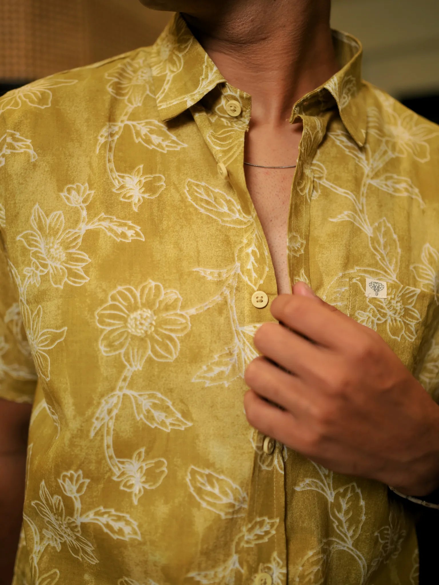 LIME TIEDYE FLORAL PRINTED HALF SHIRT