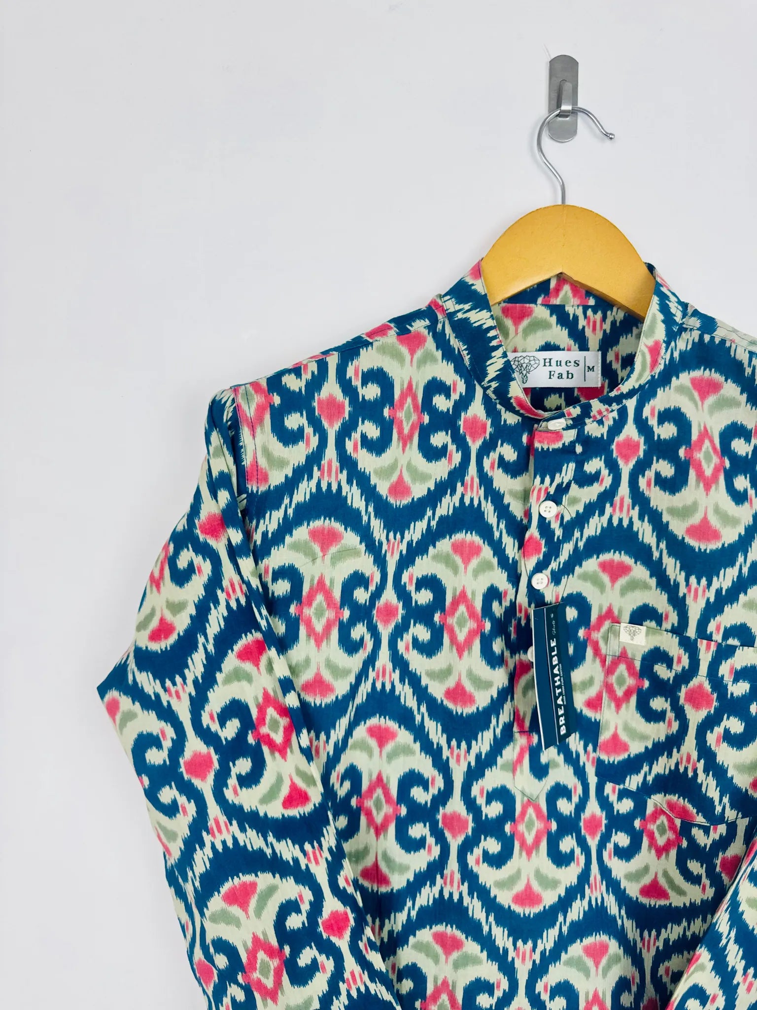 Navy Blue Ikat Printed short kurta