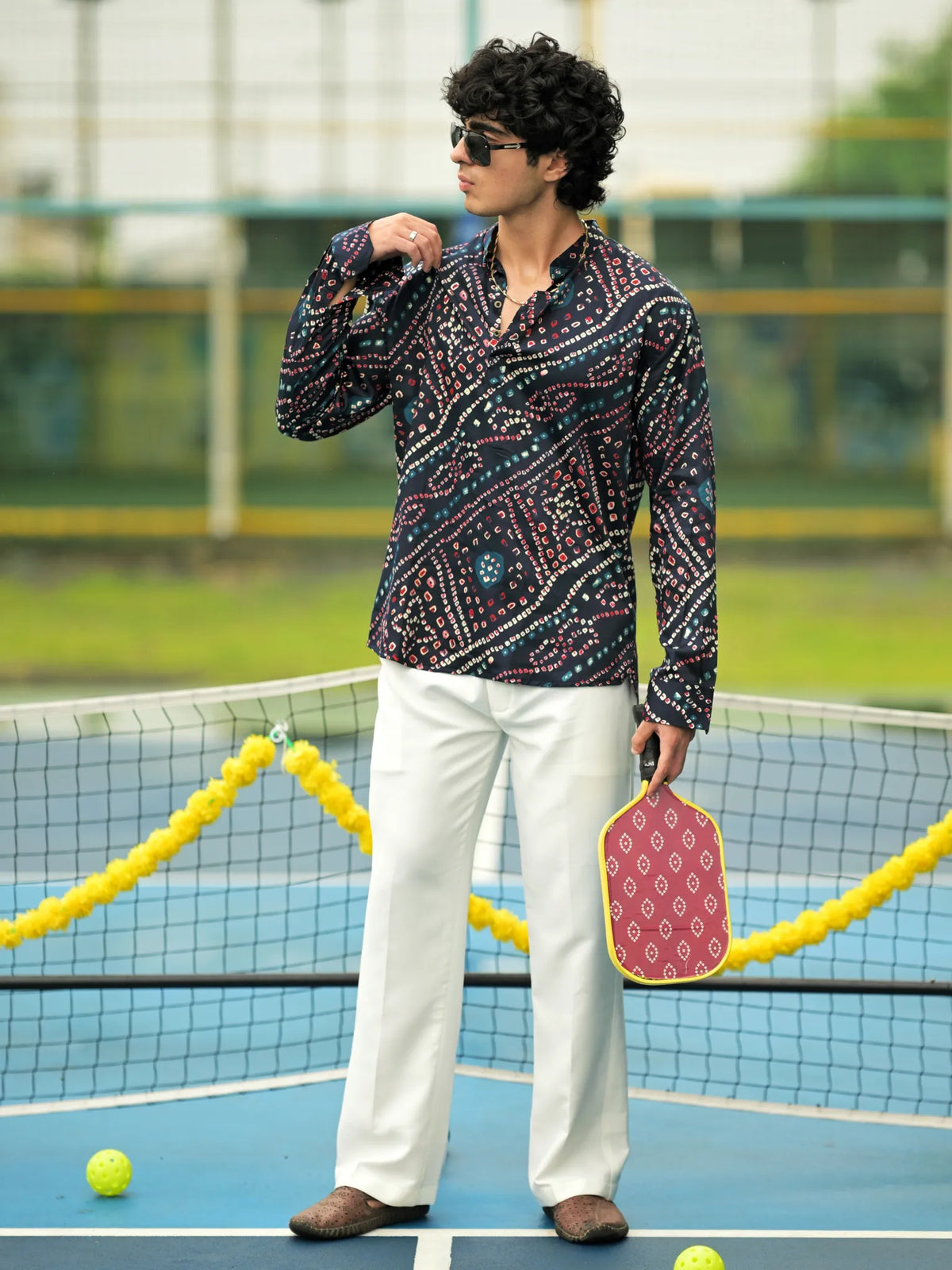 HUESFAB Indigo grid short kurta