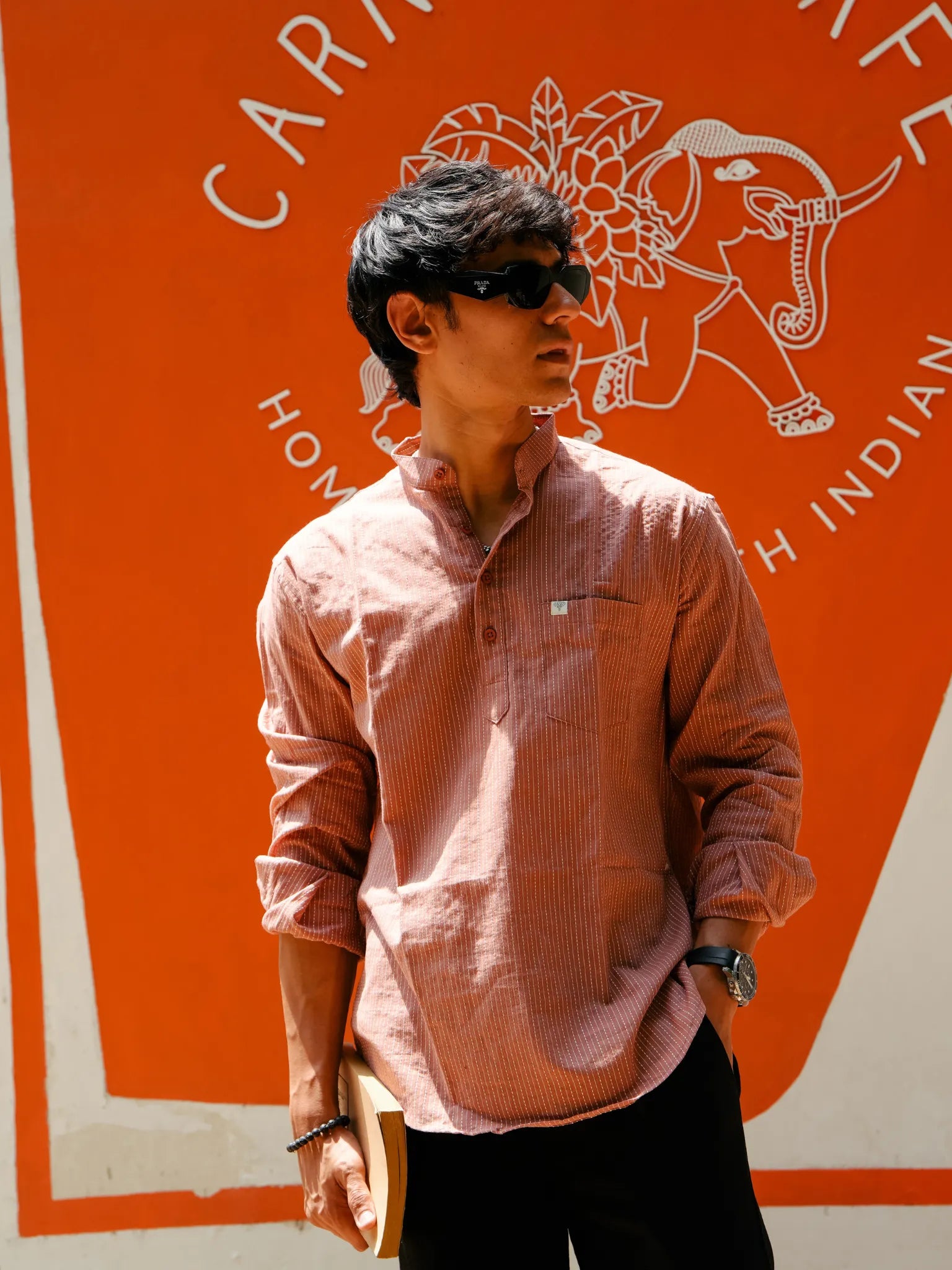 Dusky Pink Kantha Short Kurta