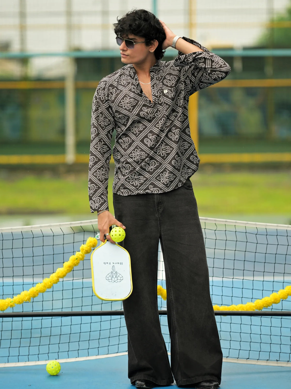 Black Bandhani printed Short Kurta
