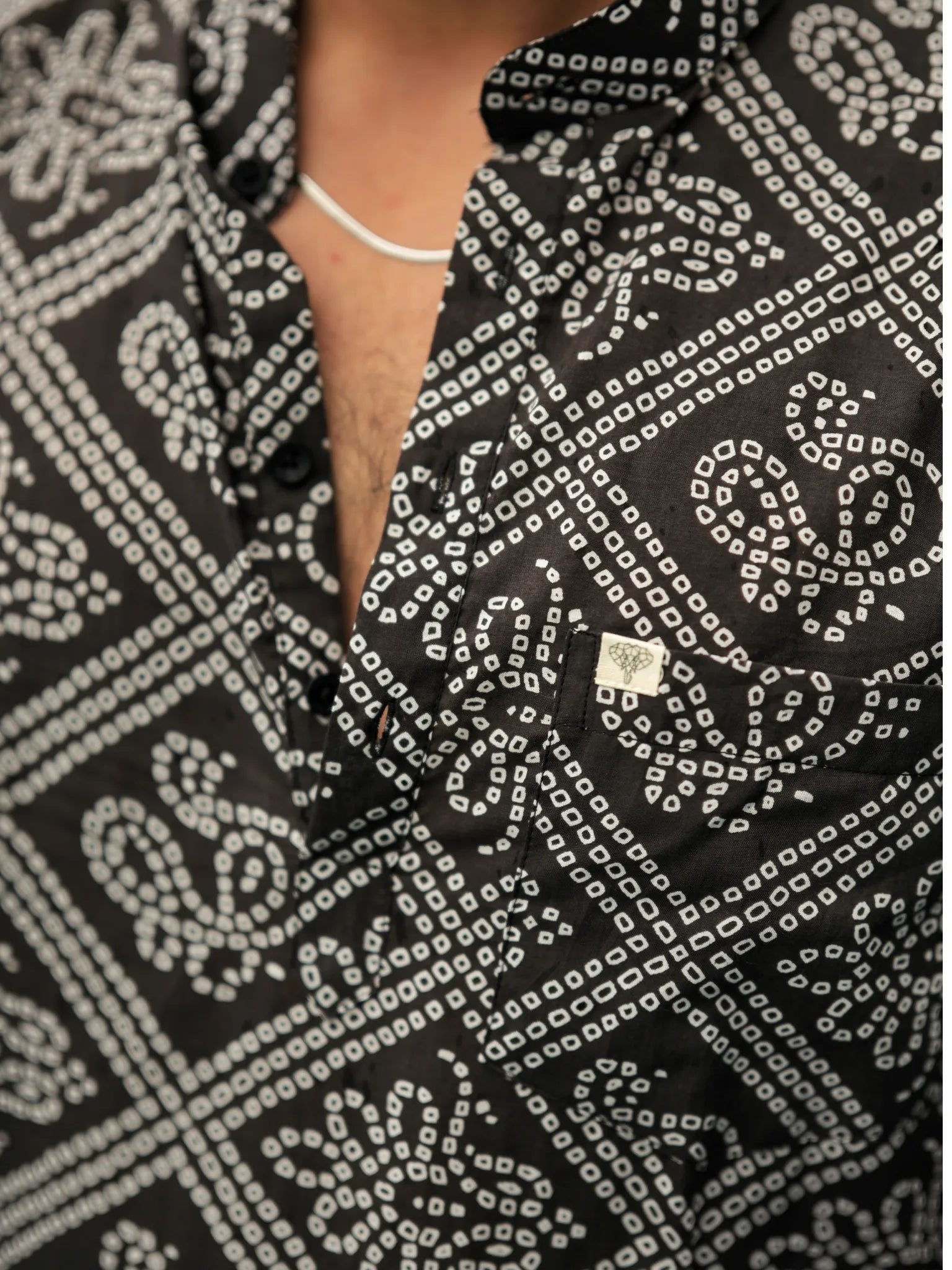 Black Bandhani printed Short Kurta