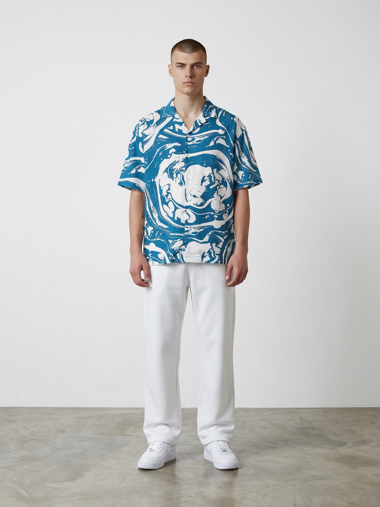 Blue Marble Cuban Collar Resort Shirt