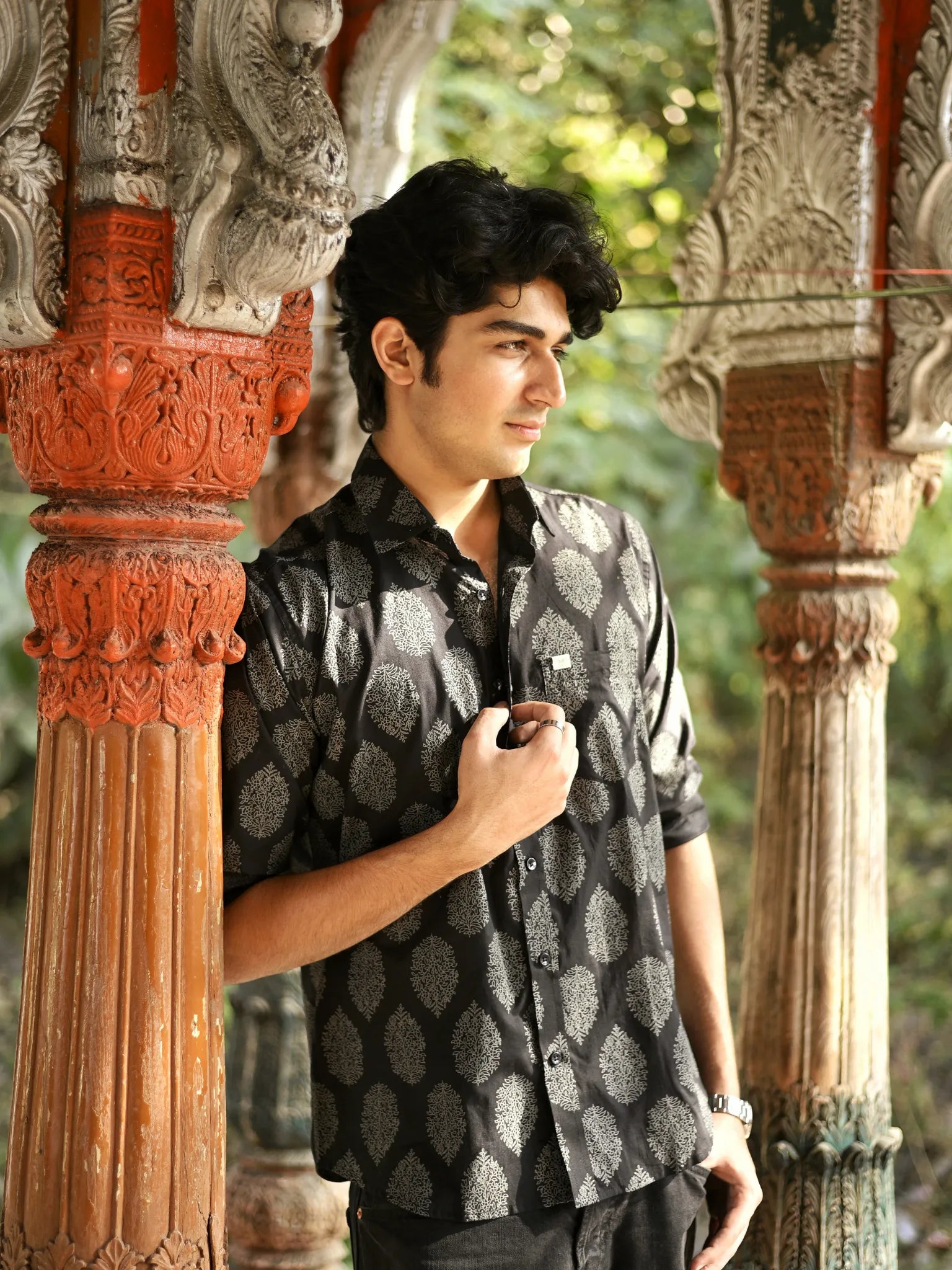 Shadow Motif Full Sleeves Shirt