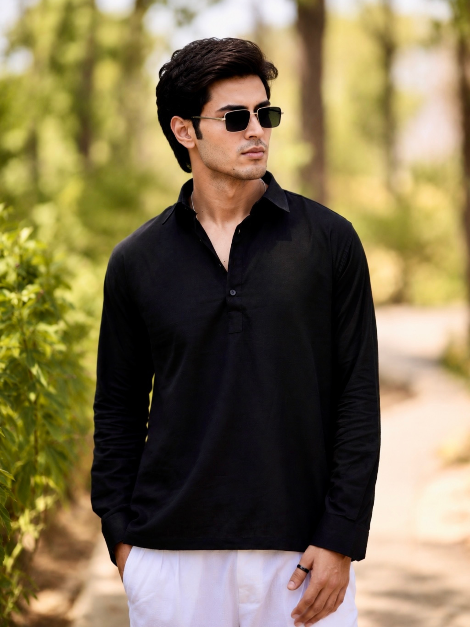 Black Pullover Kurta Shirt