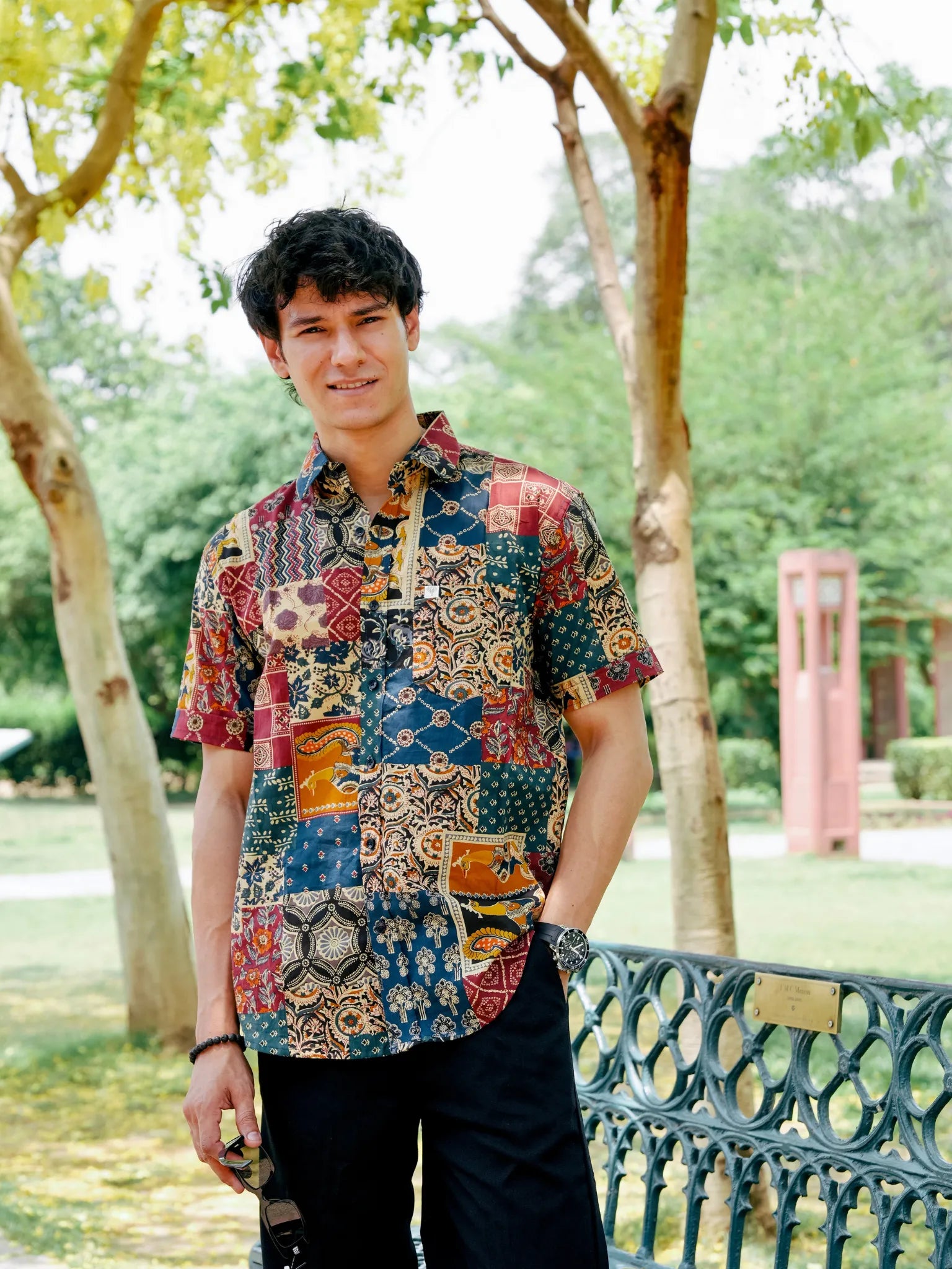 Patchwork Half Sleeves Shirt
