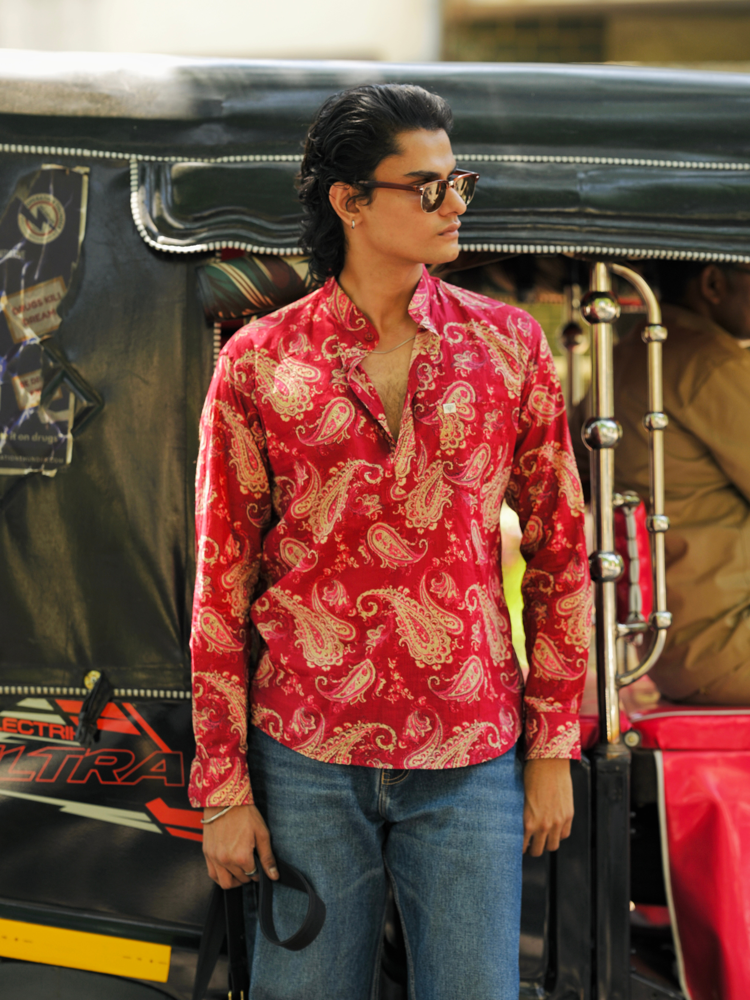 Maroon Paisley Printed short kurta