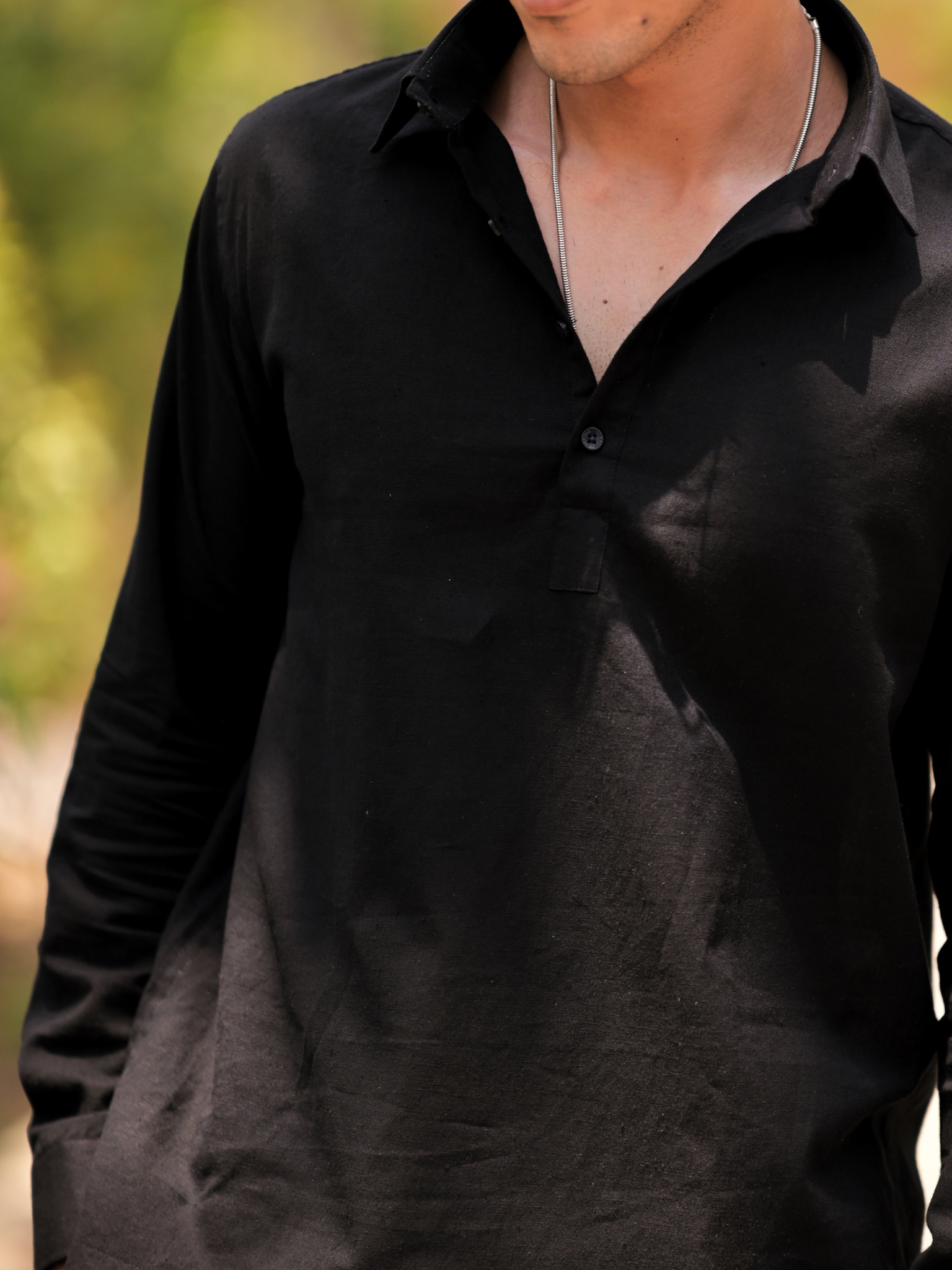 Black Pullover Kurta Shirt