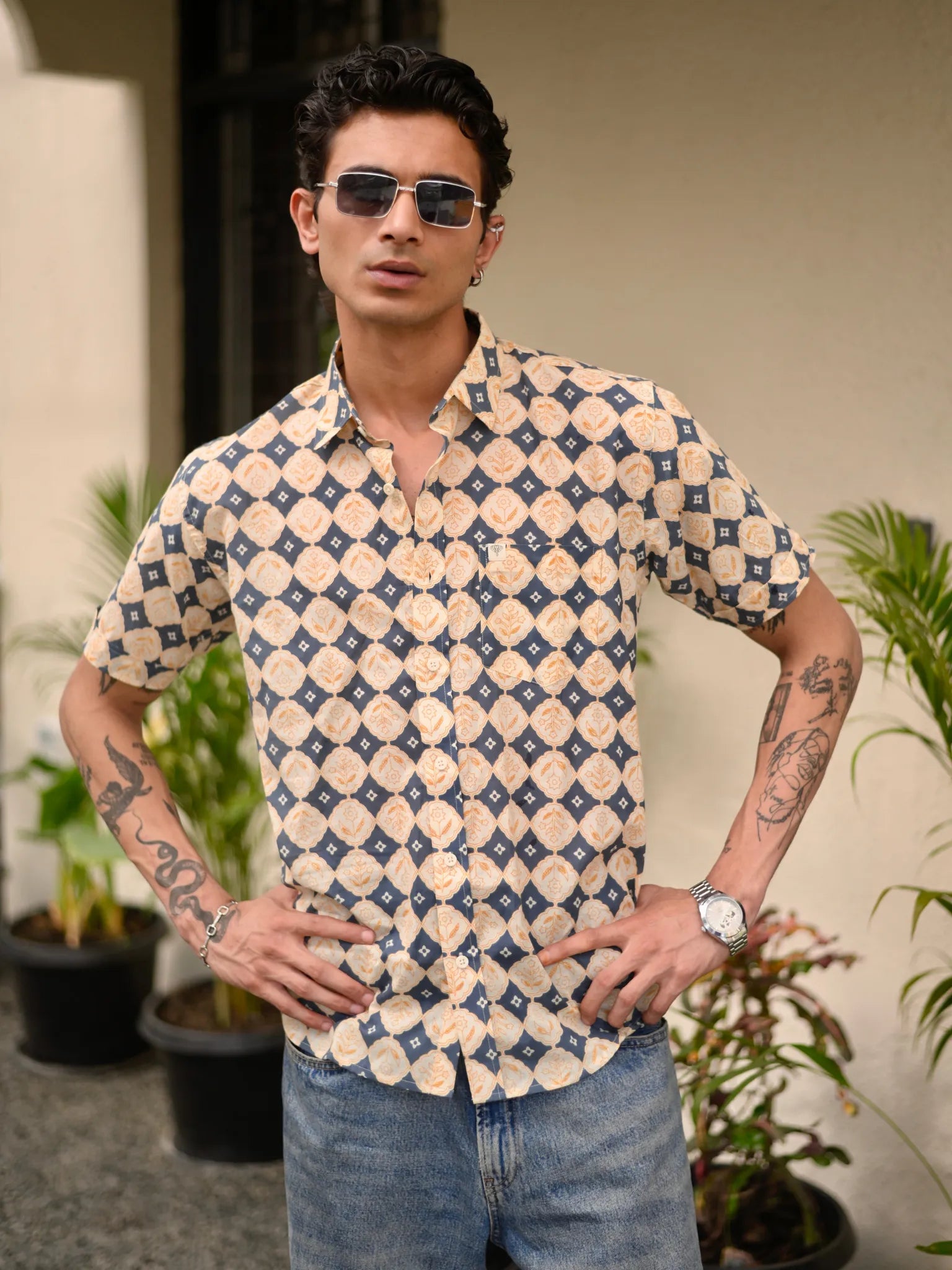 regal block Half Sleeves Shirt