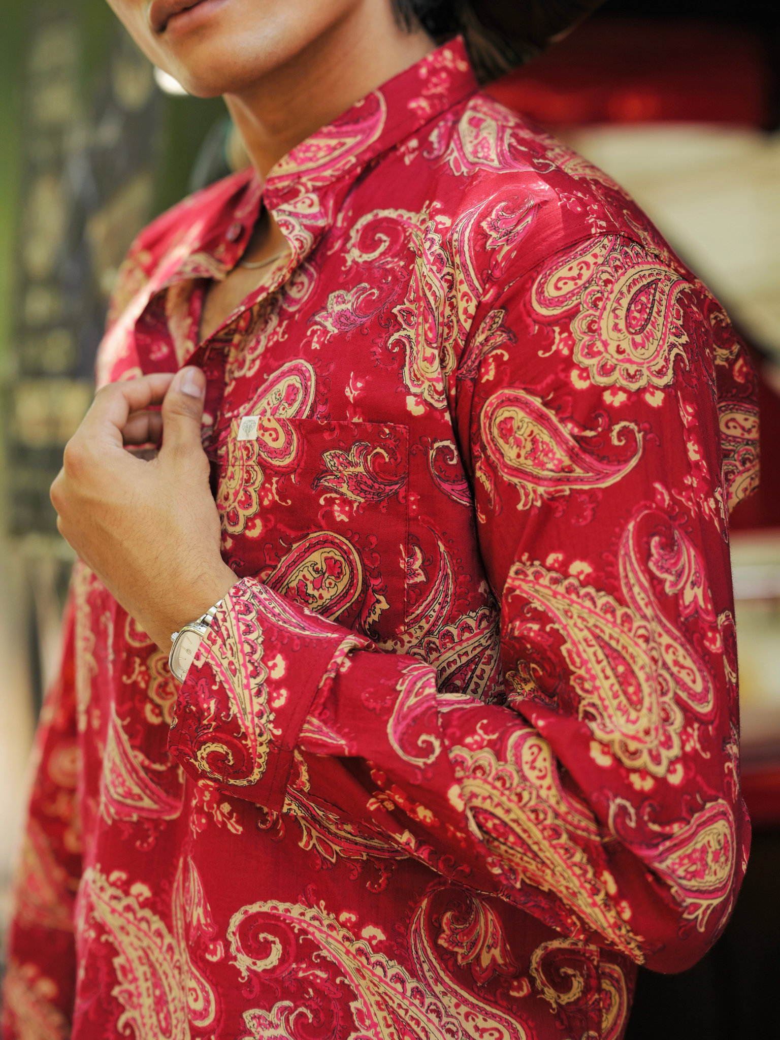 Maroon Paisley Printed short kurta