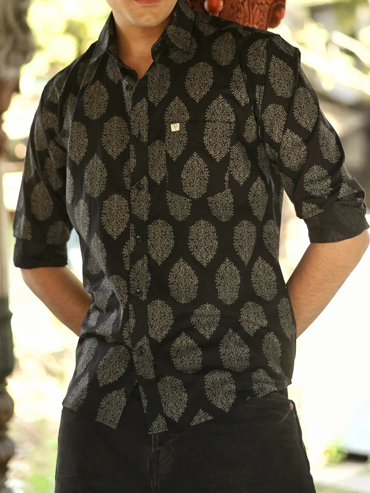 Shadow Motif Full Sleeves Shirt