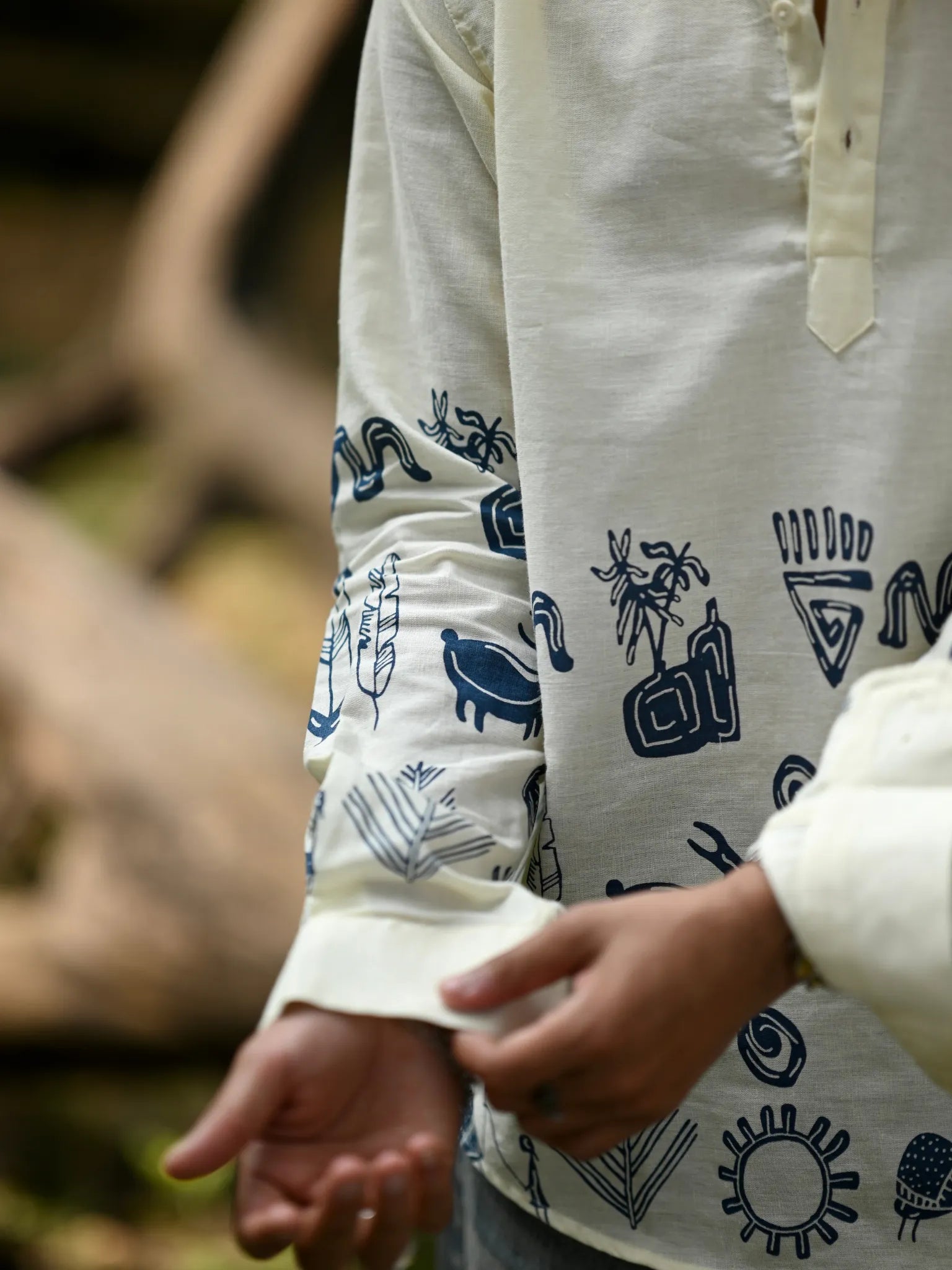 Blue Tribal Printed Cotton short kurta