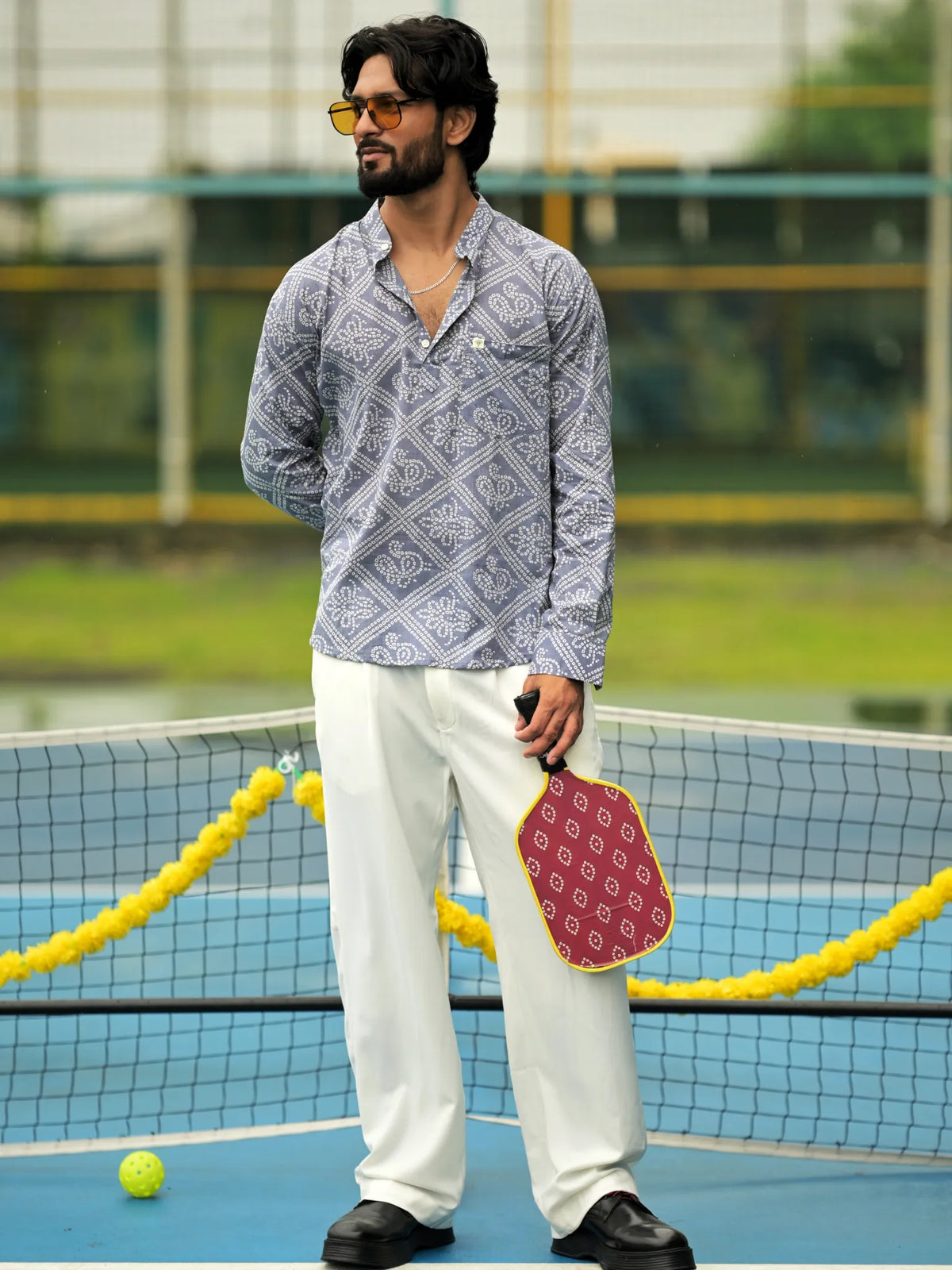 Grey bandhani Printed Short Kurta