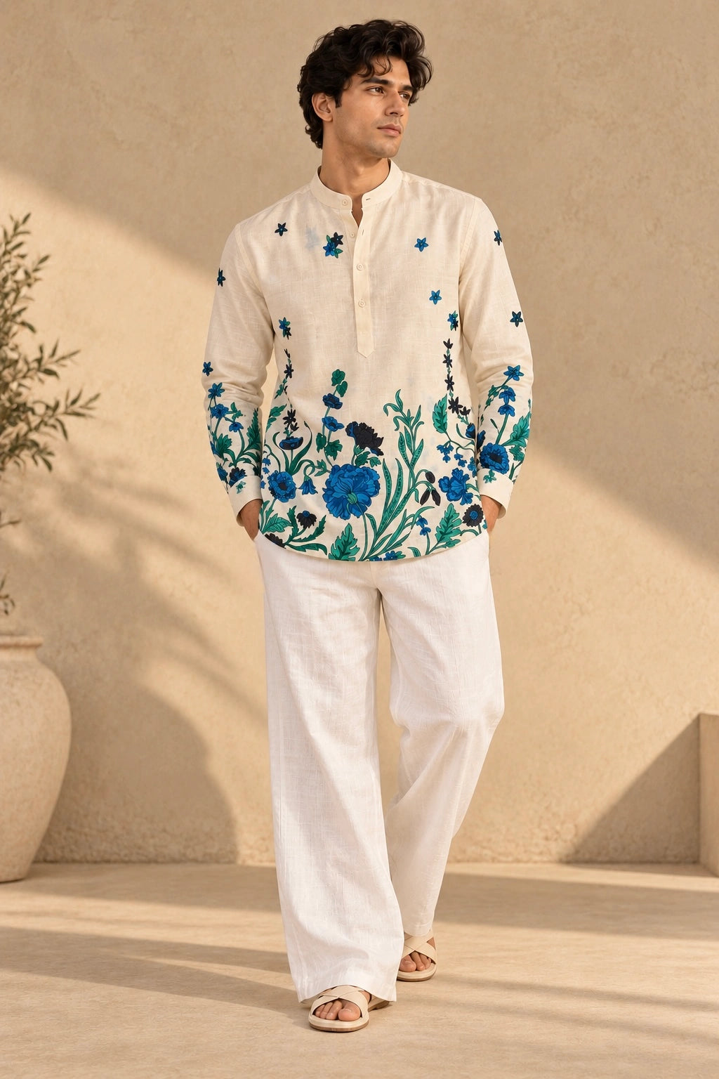AZURE BLOOM PLACEMENT KURTA