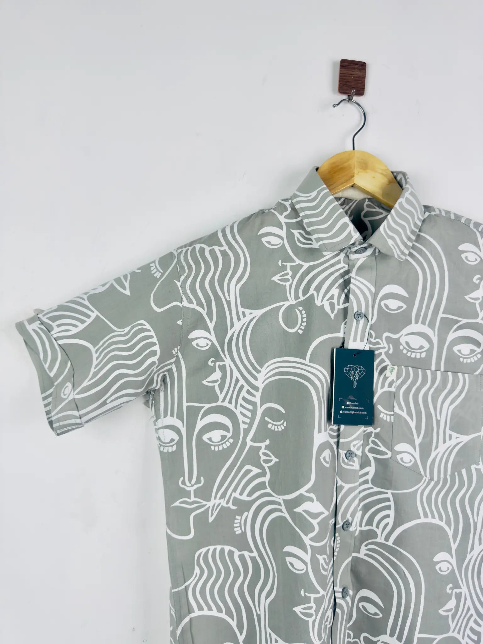 Grey Face Art Half Sleeves Shirt