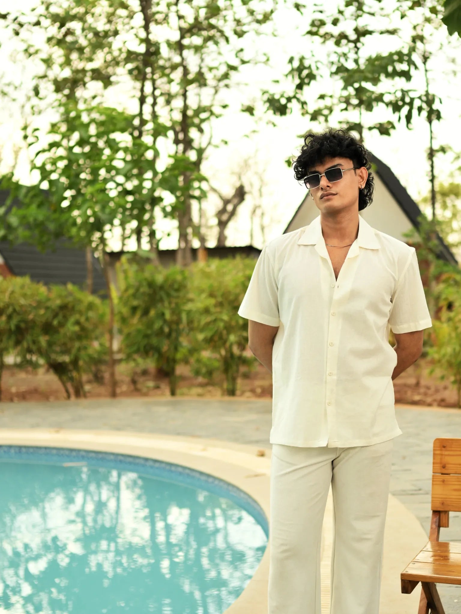 White Flex Cuban Collar Shirt