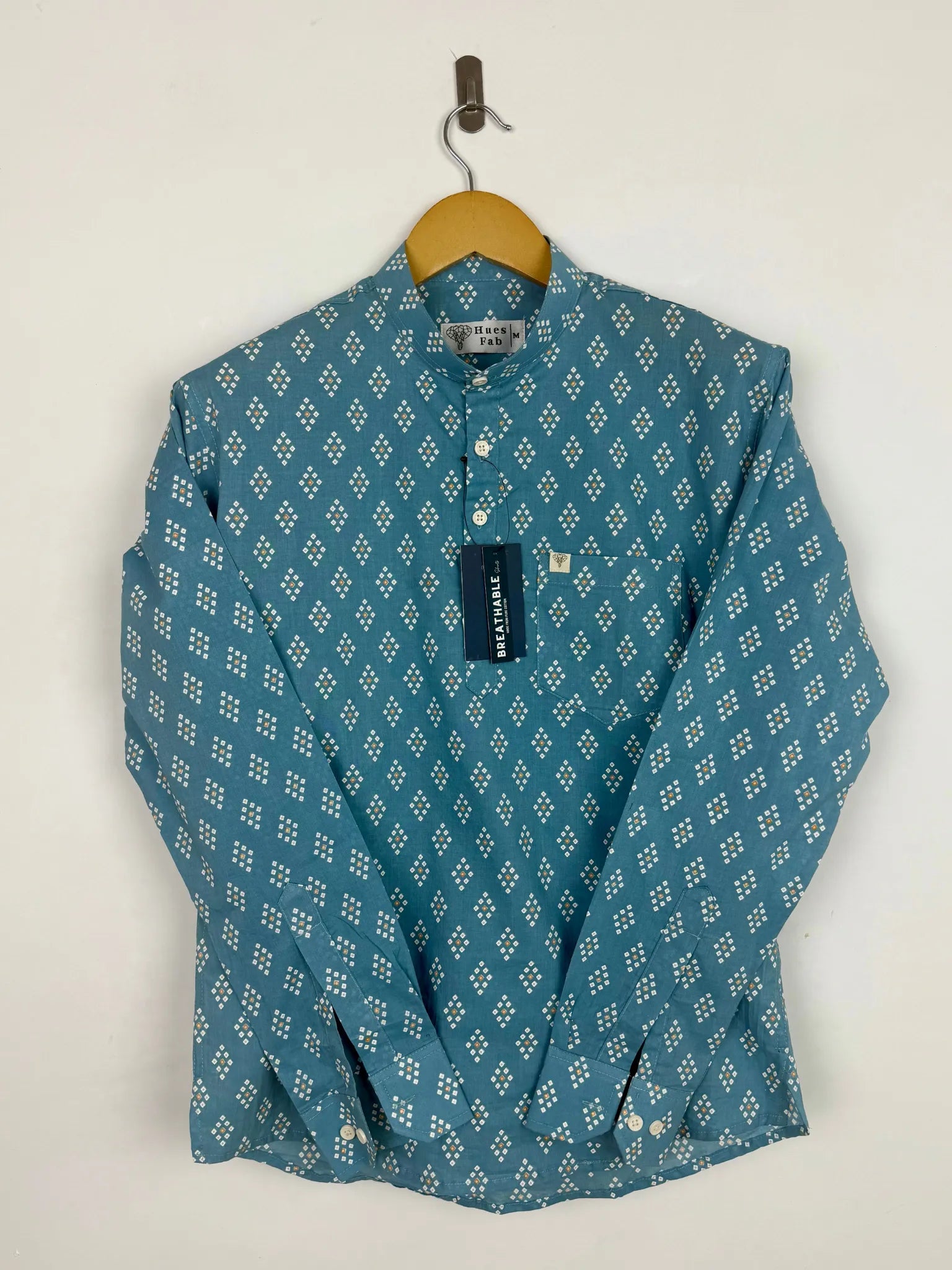 Sky blue Gold Dots Short Kurta