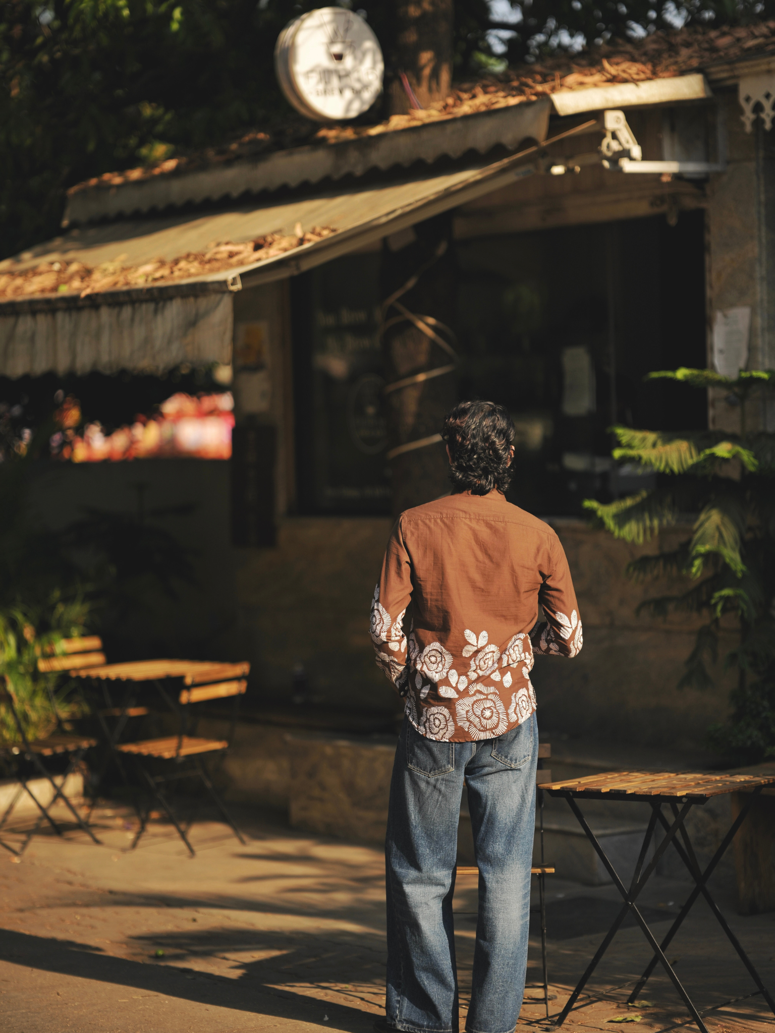 Sepia Placement Print short kurta