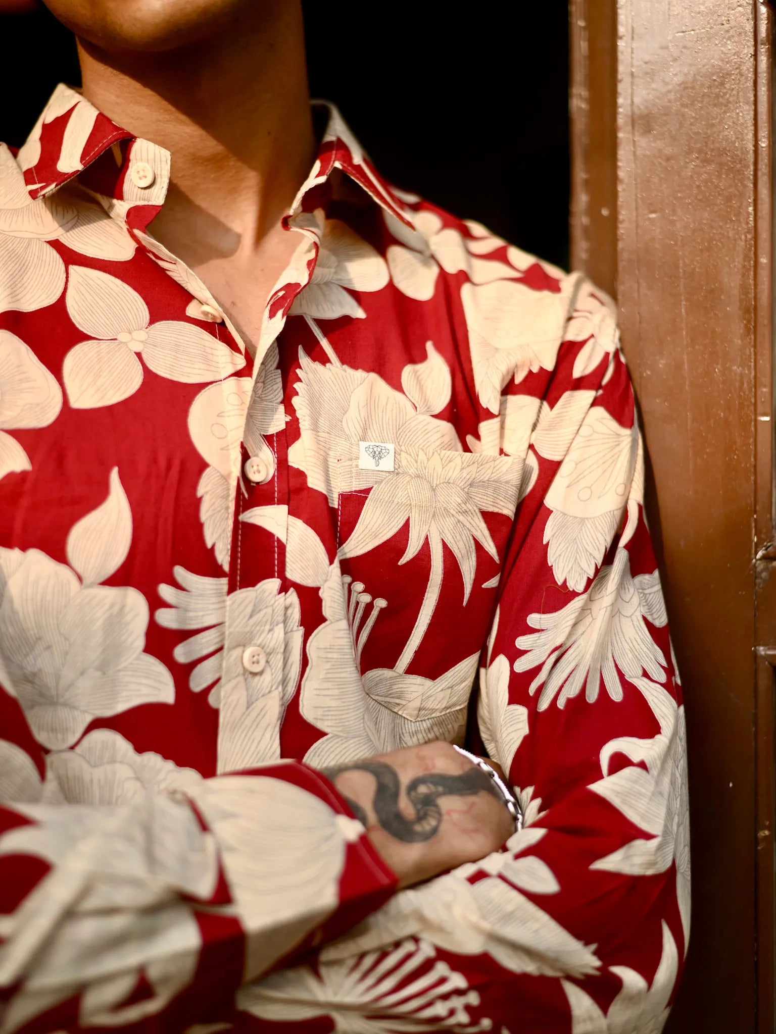 Crimson Bloom Full Sleeves Shirt