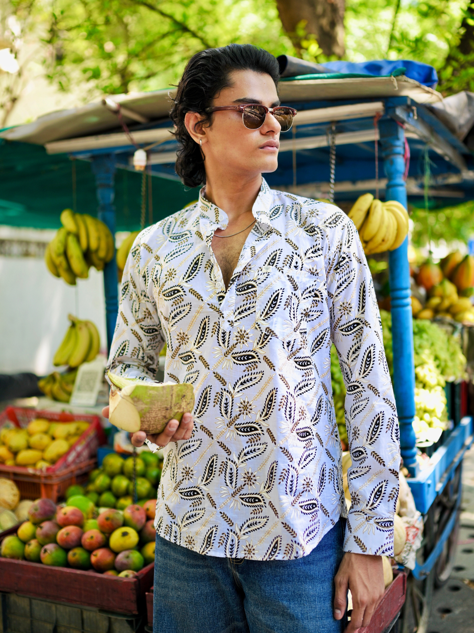 White Noor Paisley printed short kurta