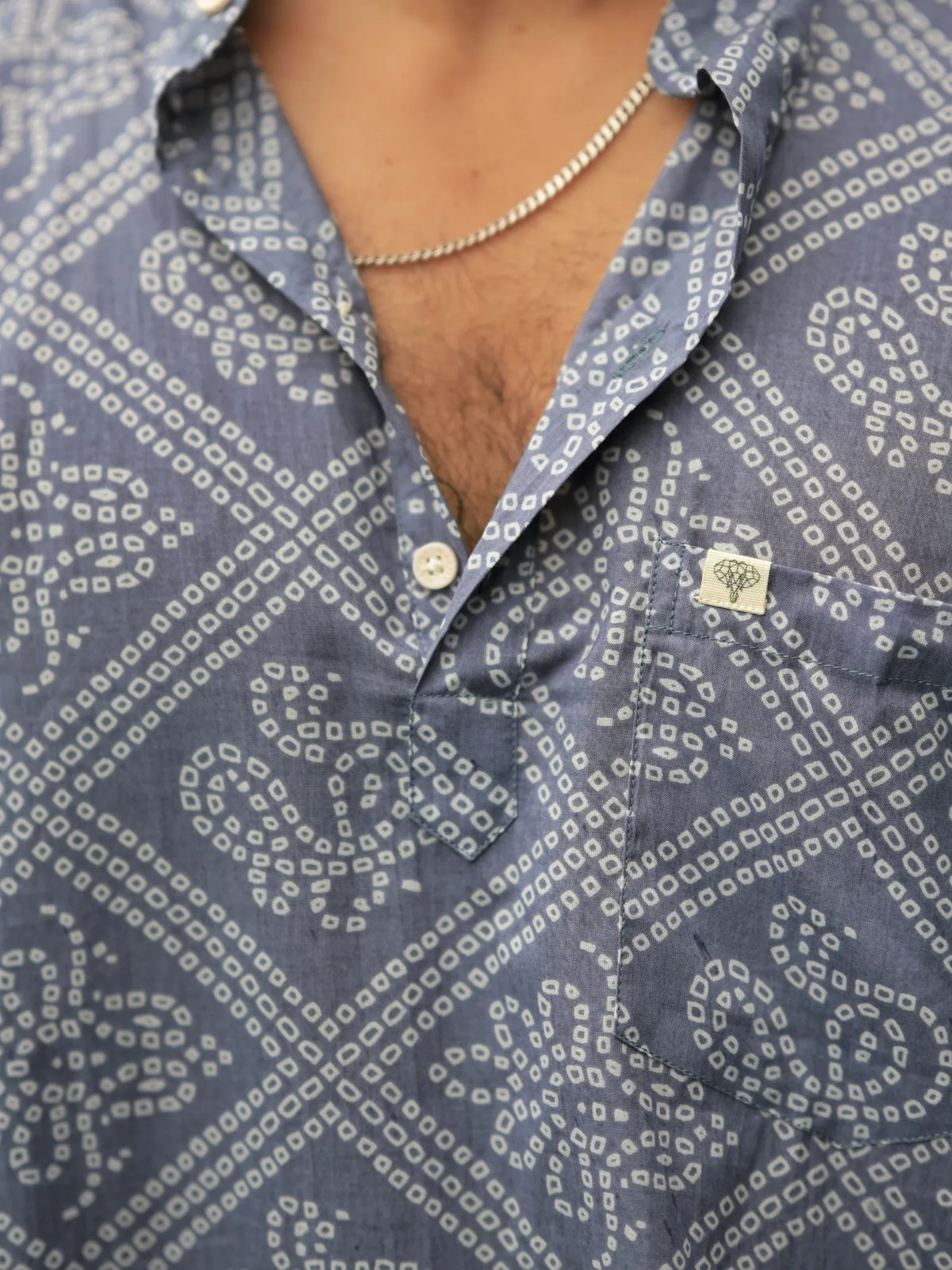 Grey bandhani Printed Short Kurta