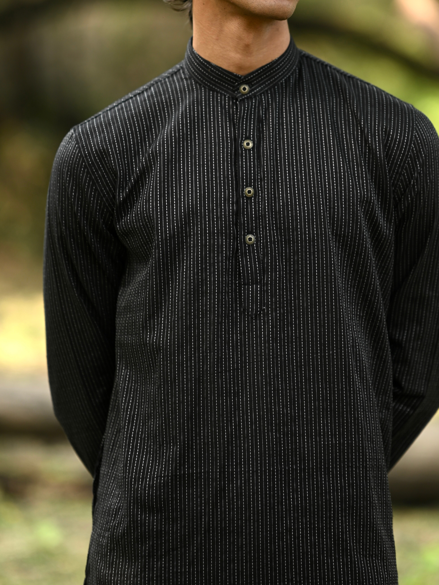 Black Kantha Thread Work Long Kurta & pyjama set
