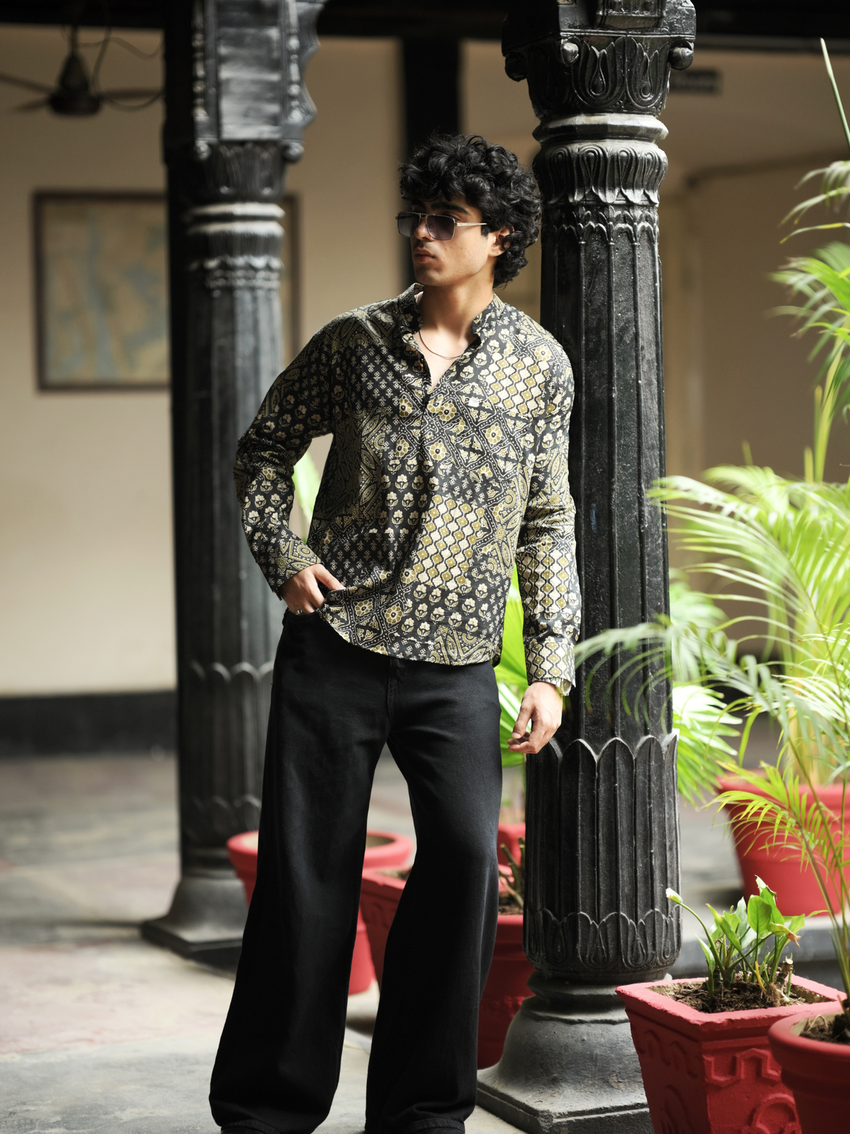 Nightshade patchwork printed short kurta