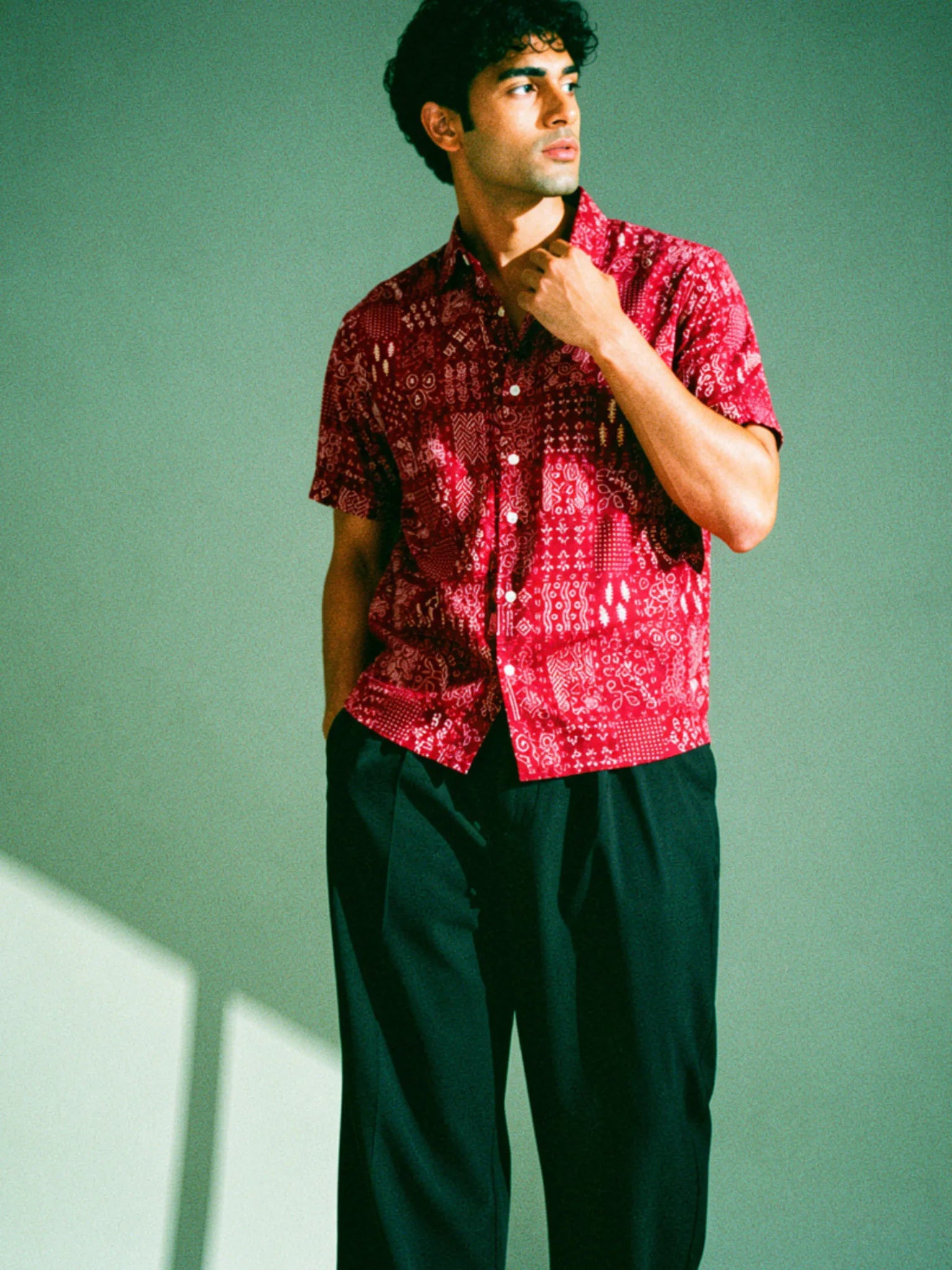 Mahroon Mosaic half sleeves shirt