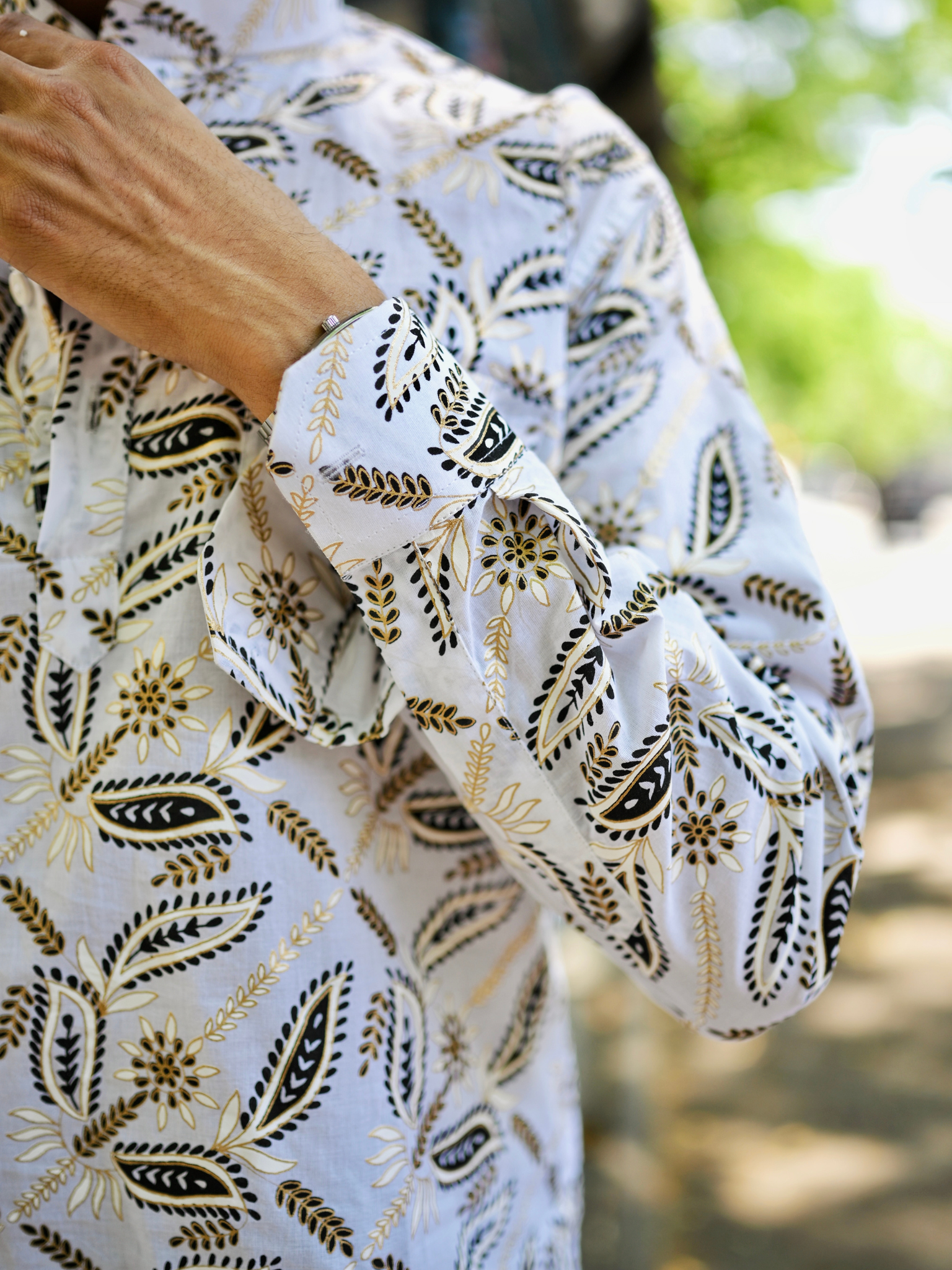 White Noor Paisley printed short kurta