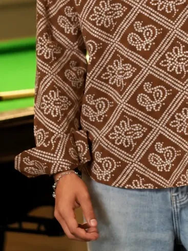 Brown Bandhani Printed Short Kurta