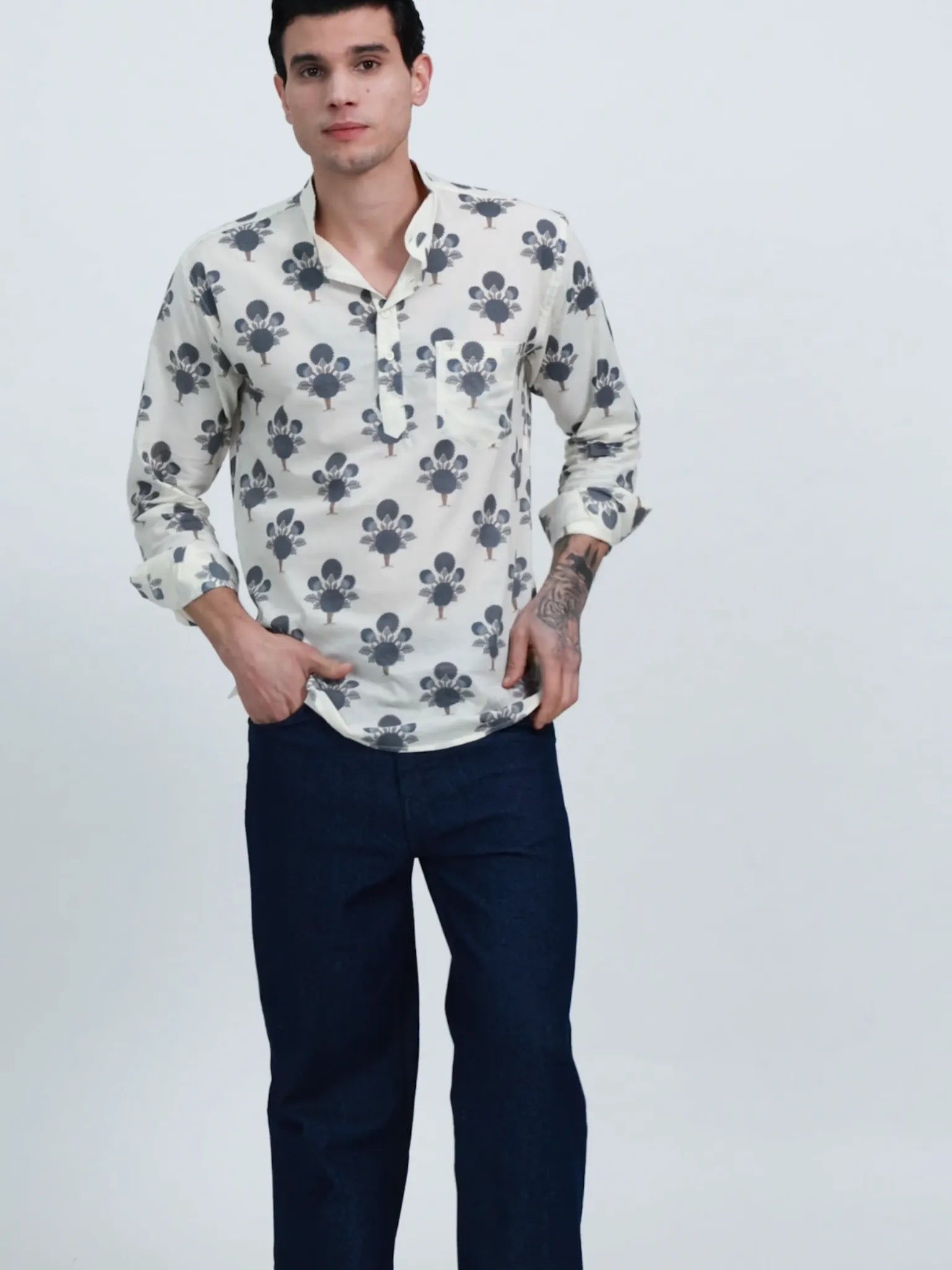 Off White Bloom short kurta