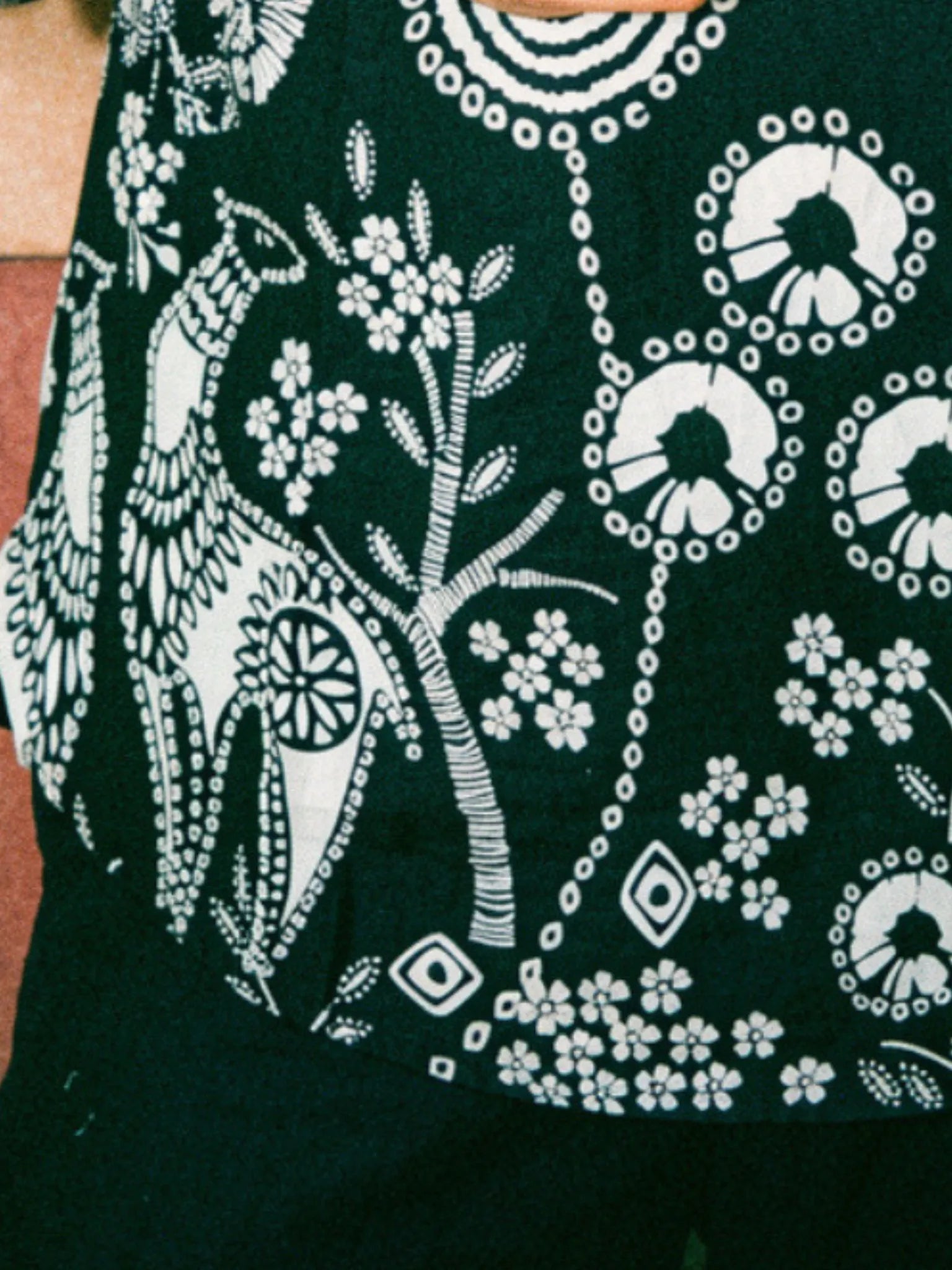 Black Placement Print short kurta
