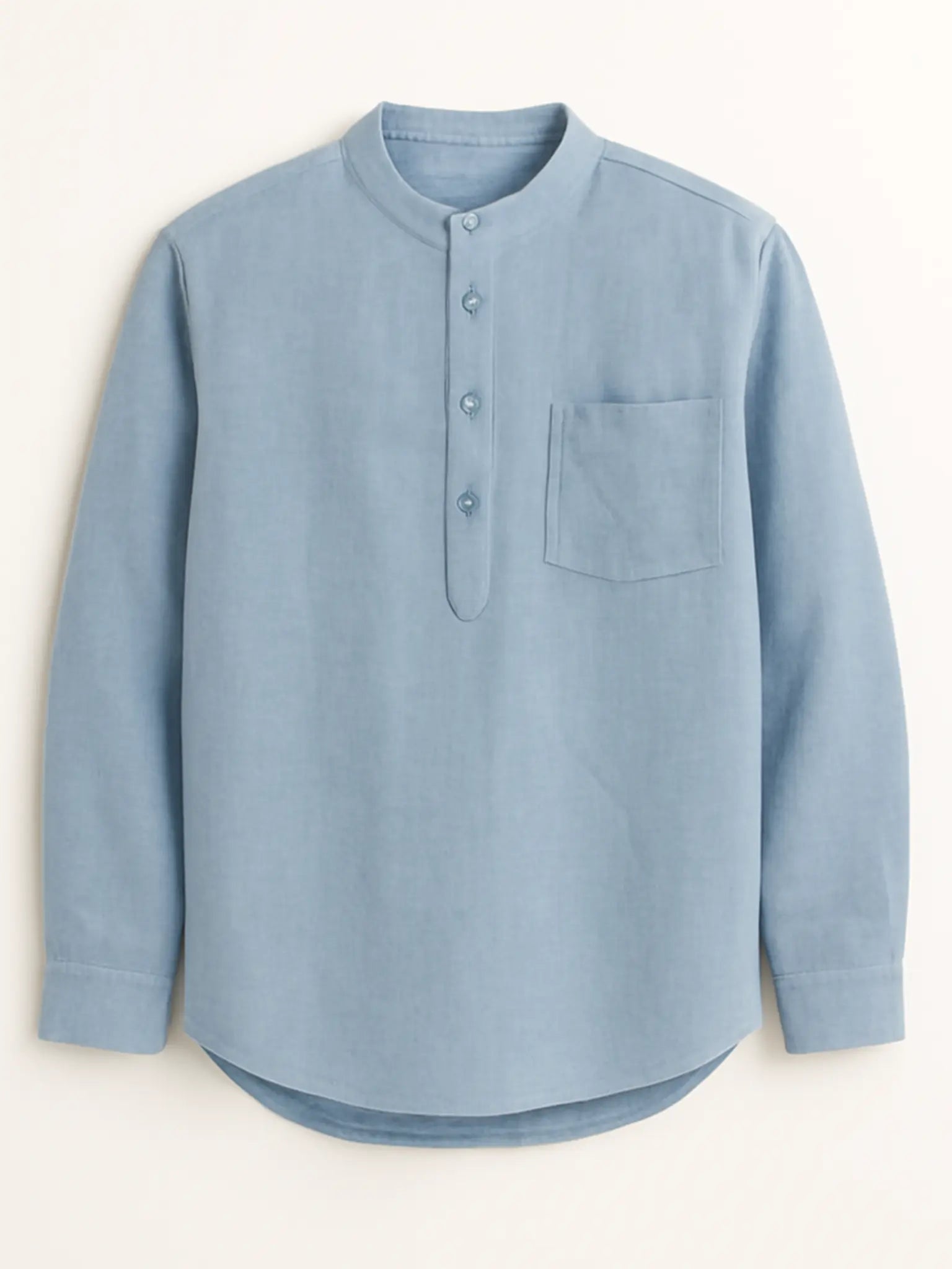 Sky Blue Linen Blend textured Short Kurta
