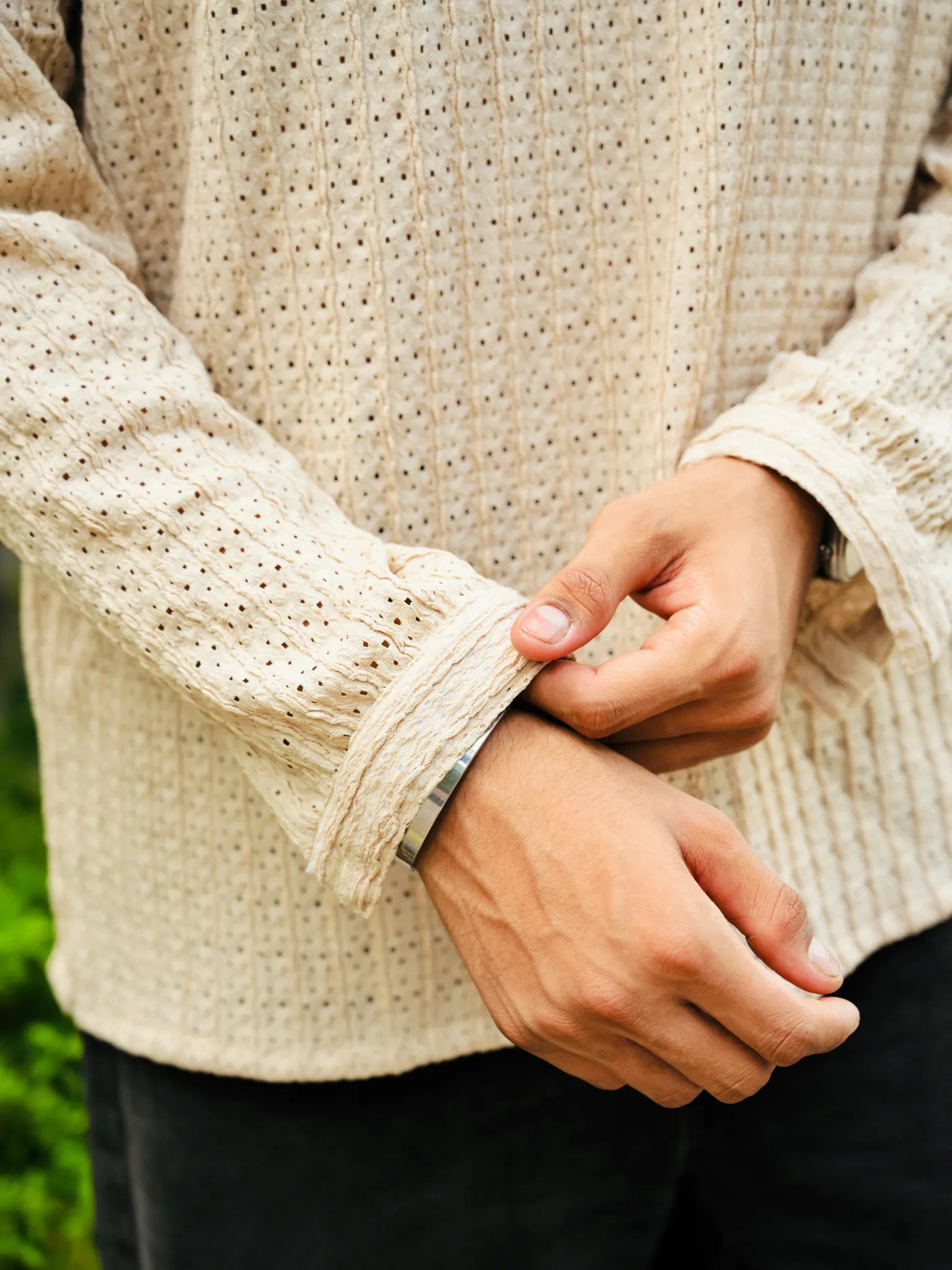 Cream Knit Pullover Shirt