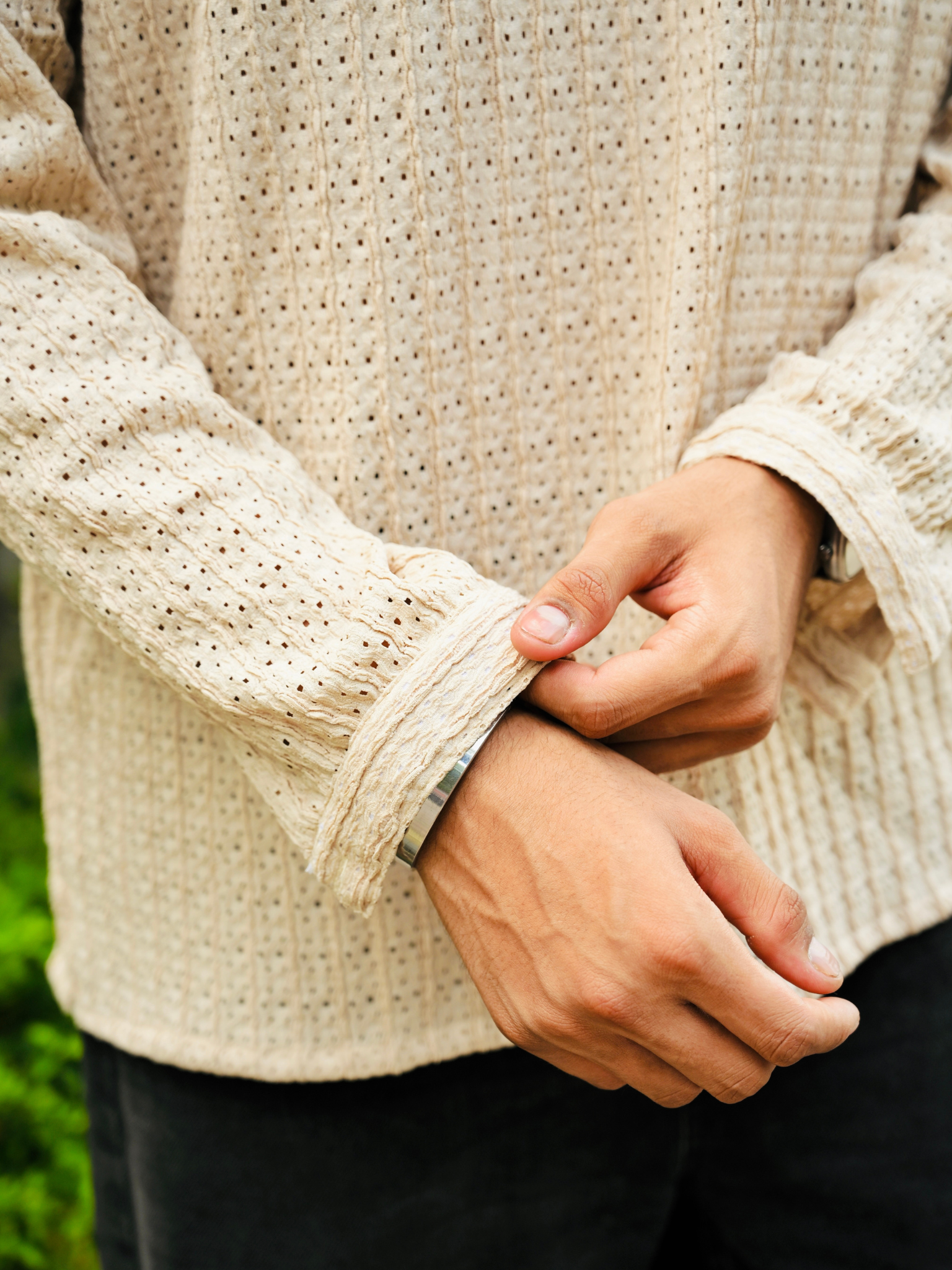 Cream Knit Pullover Shirt
