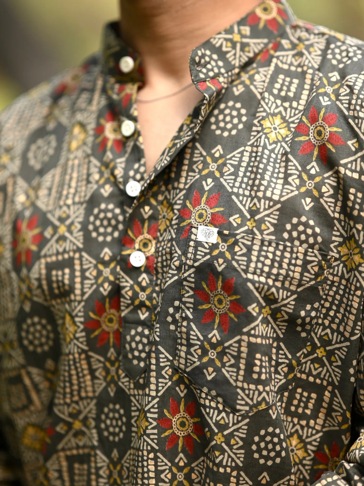 Olive Gold Mandala Short Kurta