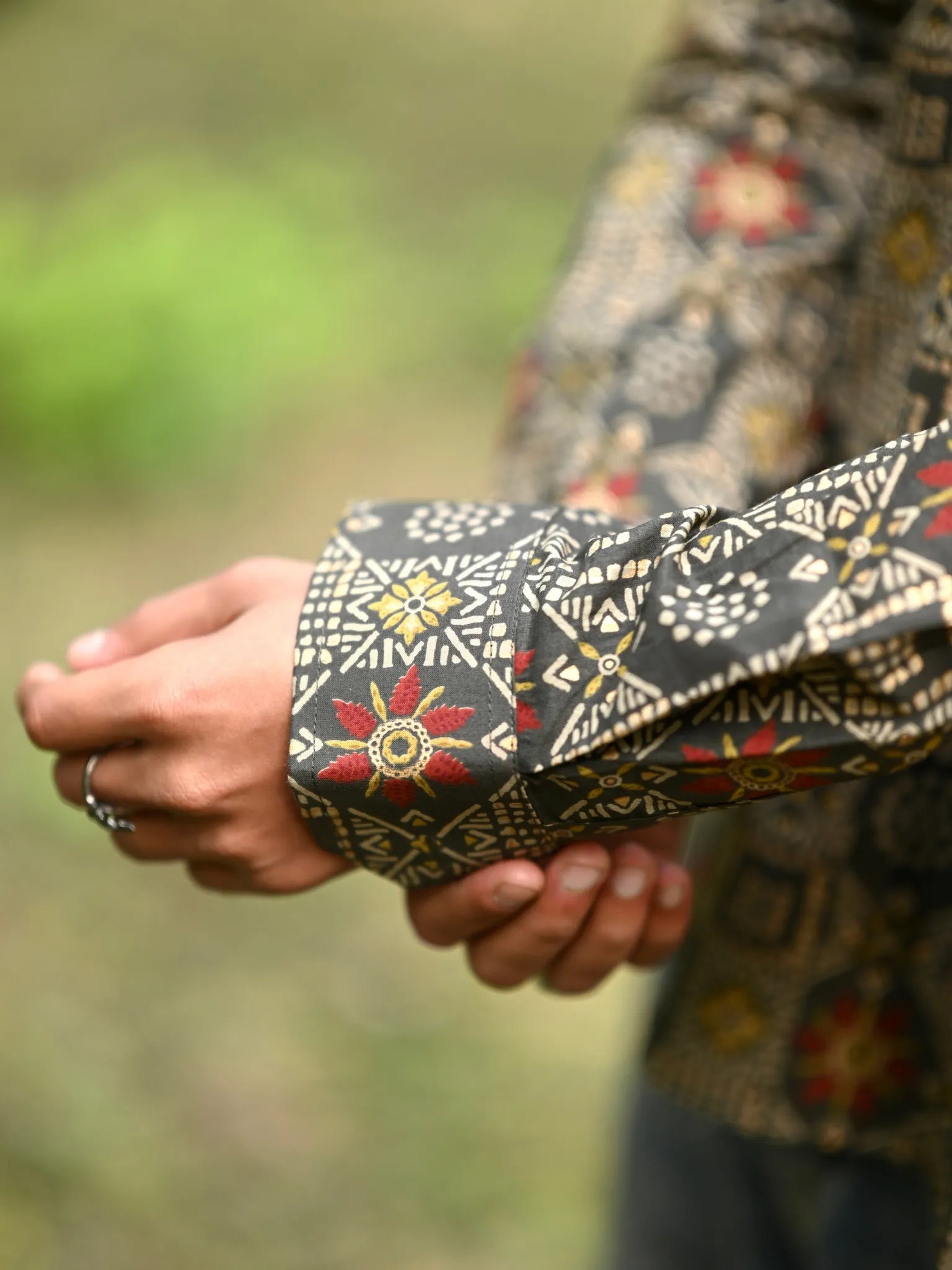 Olive Gold Mandala Short Kurta