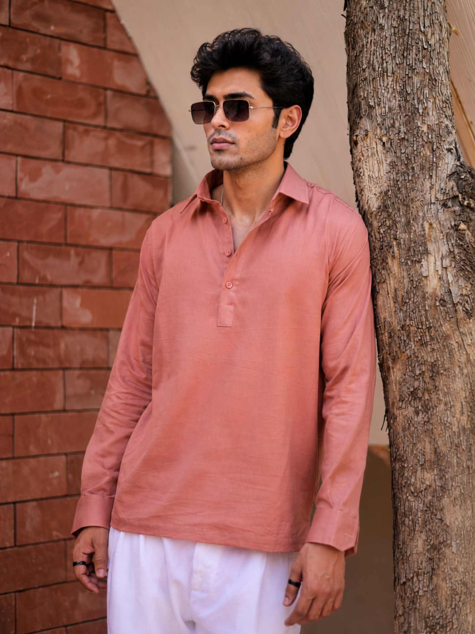 Dusky Pink Pullover Kurta Shirt