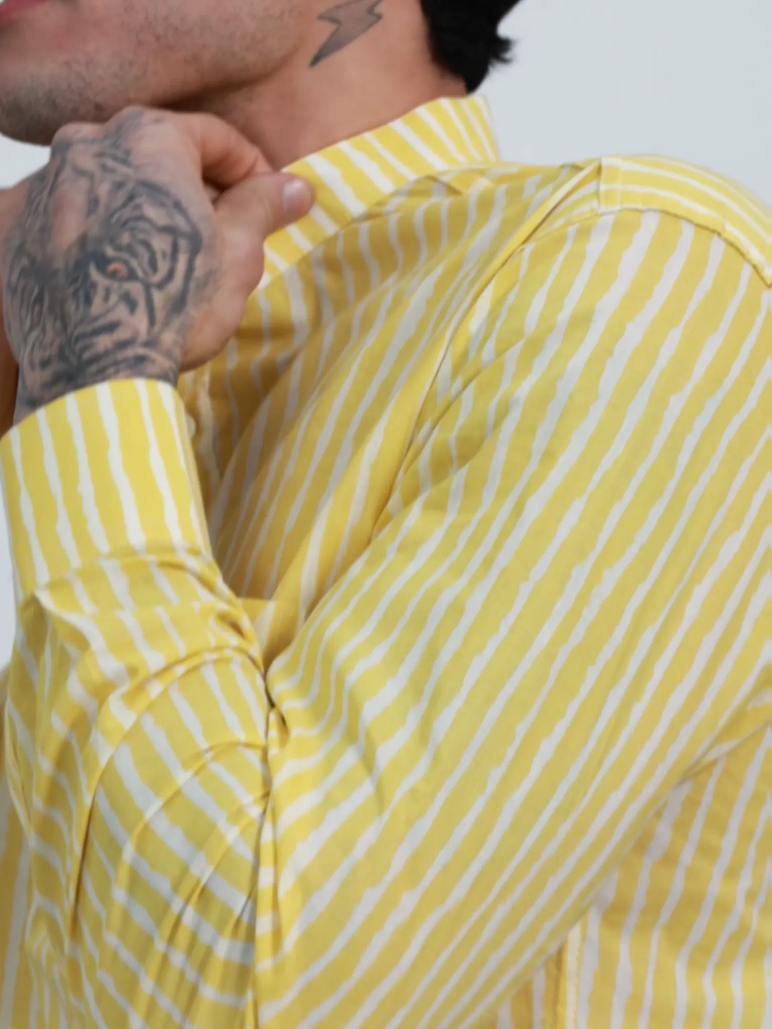 yellow lining printed short kurta