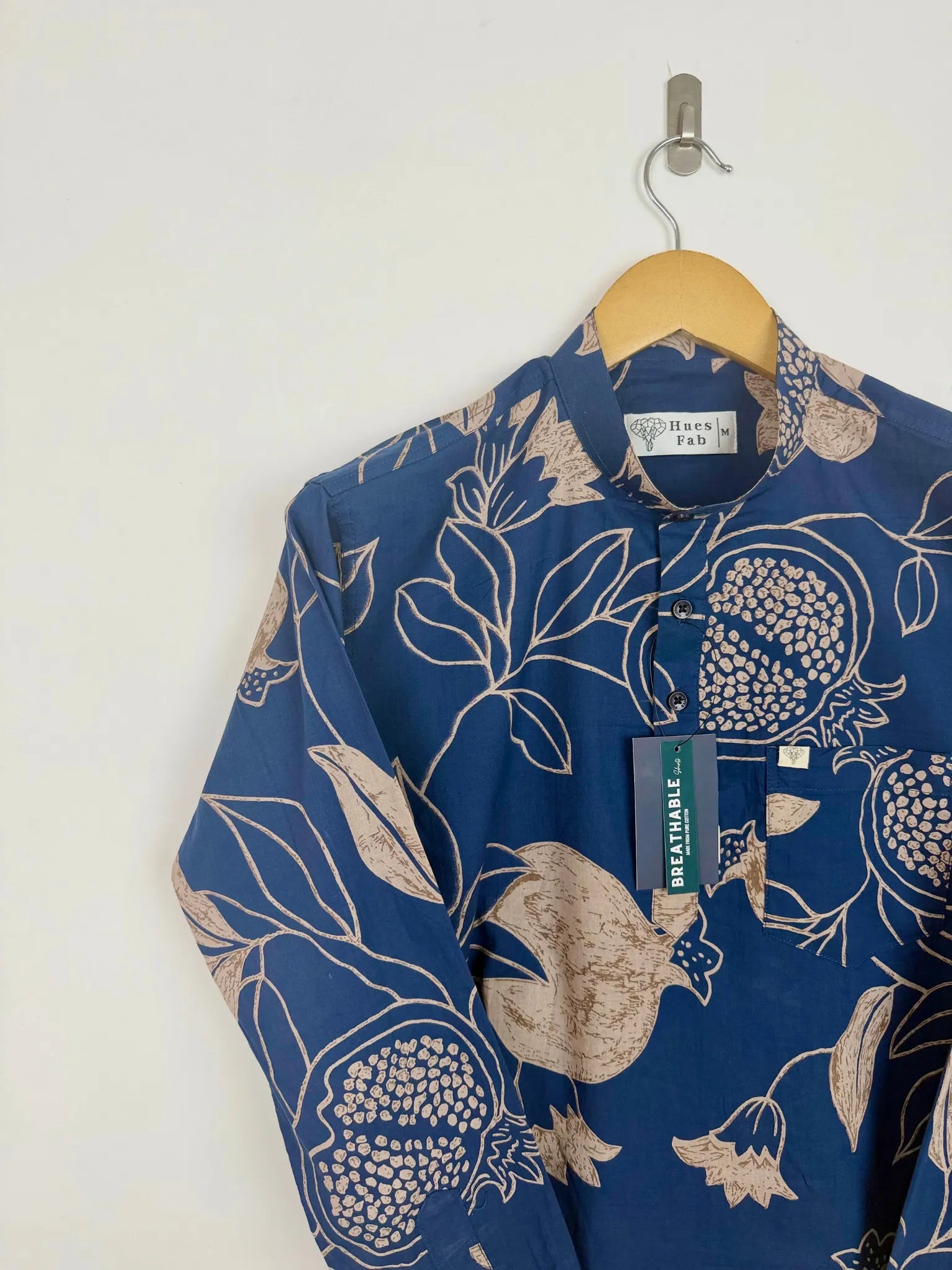 Navy Blue Pomegranate Printed short kurta